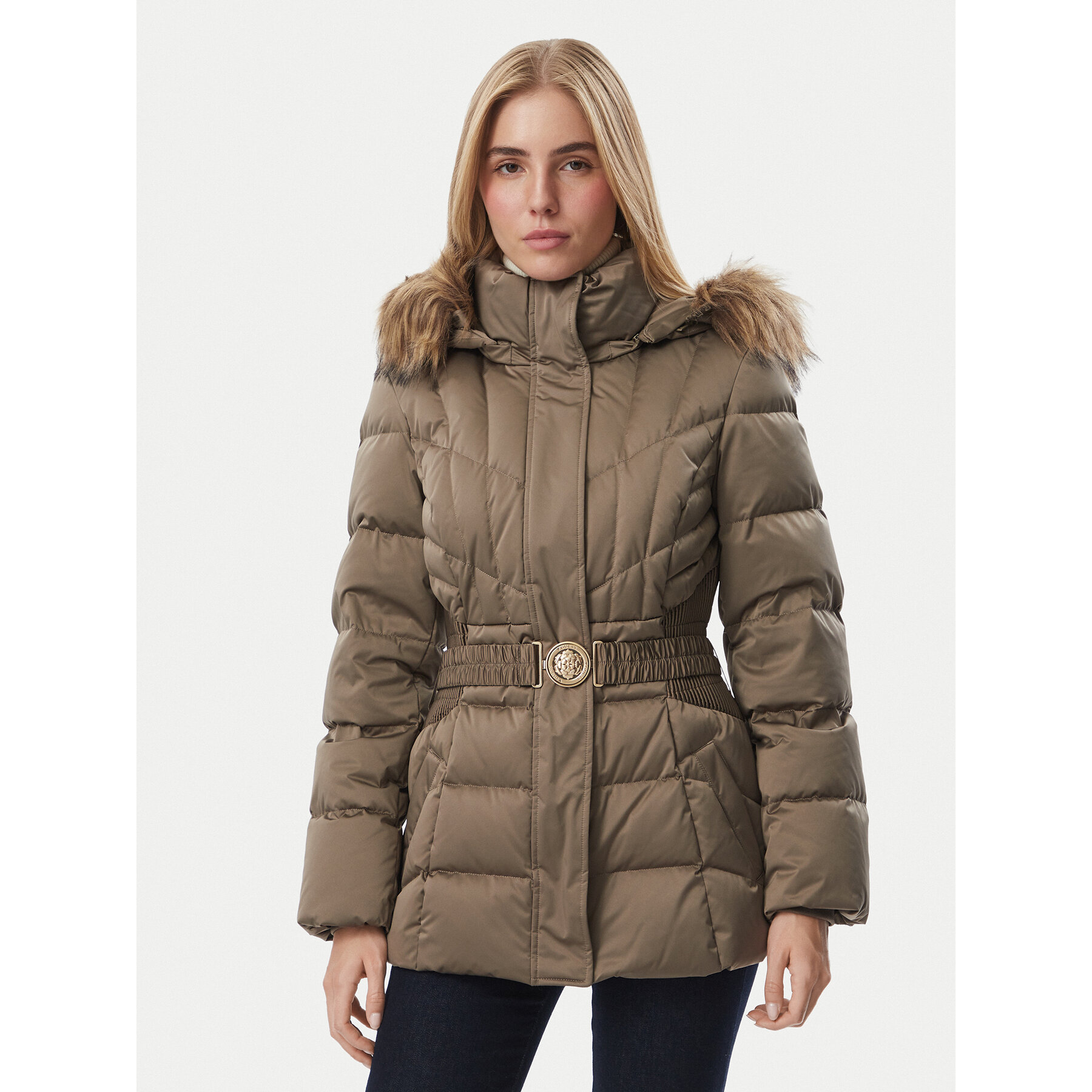 Guess Daunenjacke W6BL38 W4087 Dunkelbeige Slim Fit