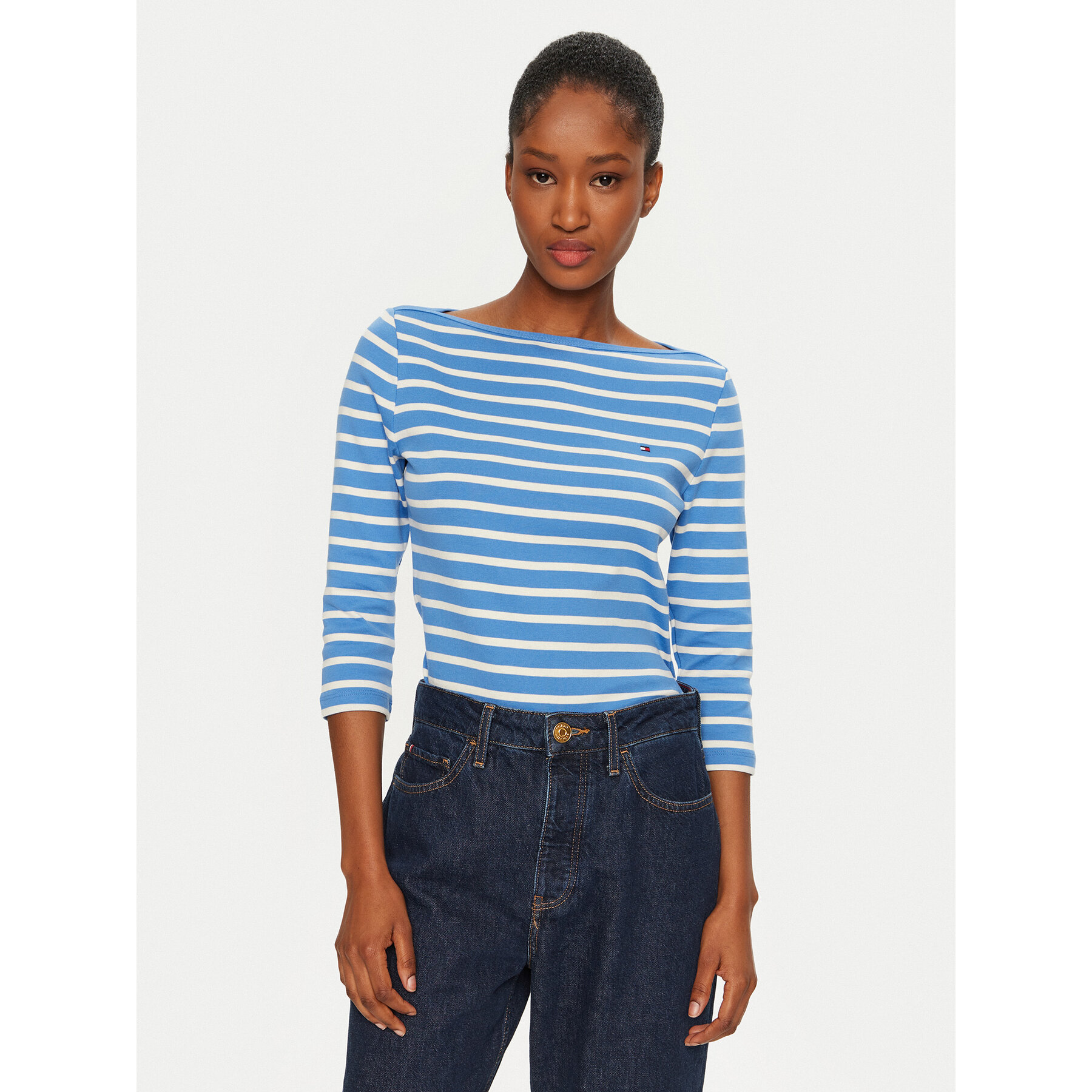 Tommy Hilfiger Bluse New Cody WW0WW40589 Blau Slim Fit