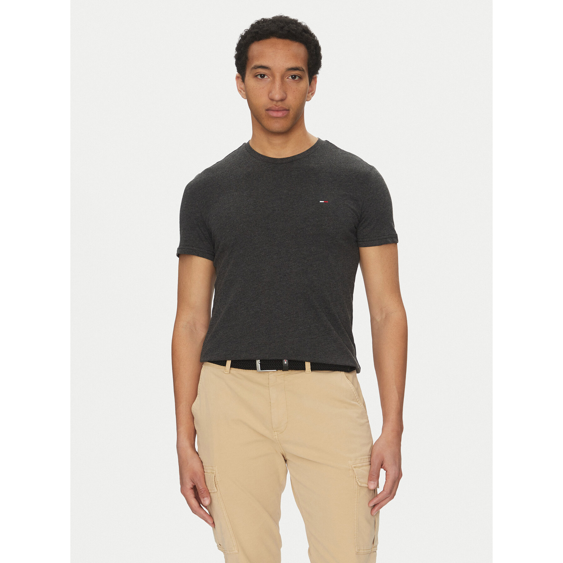 Tommy Jeans T-shirt Jaspe DM0DM20363 Crna Slim Fit