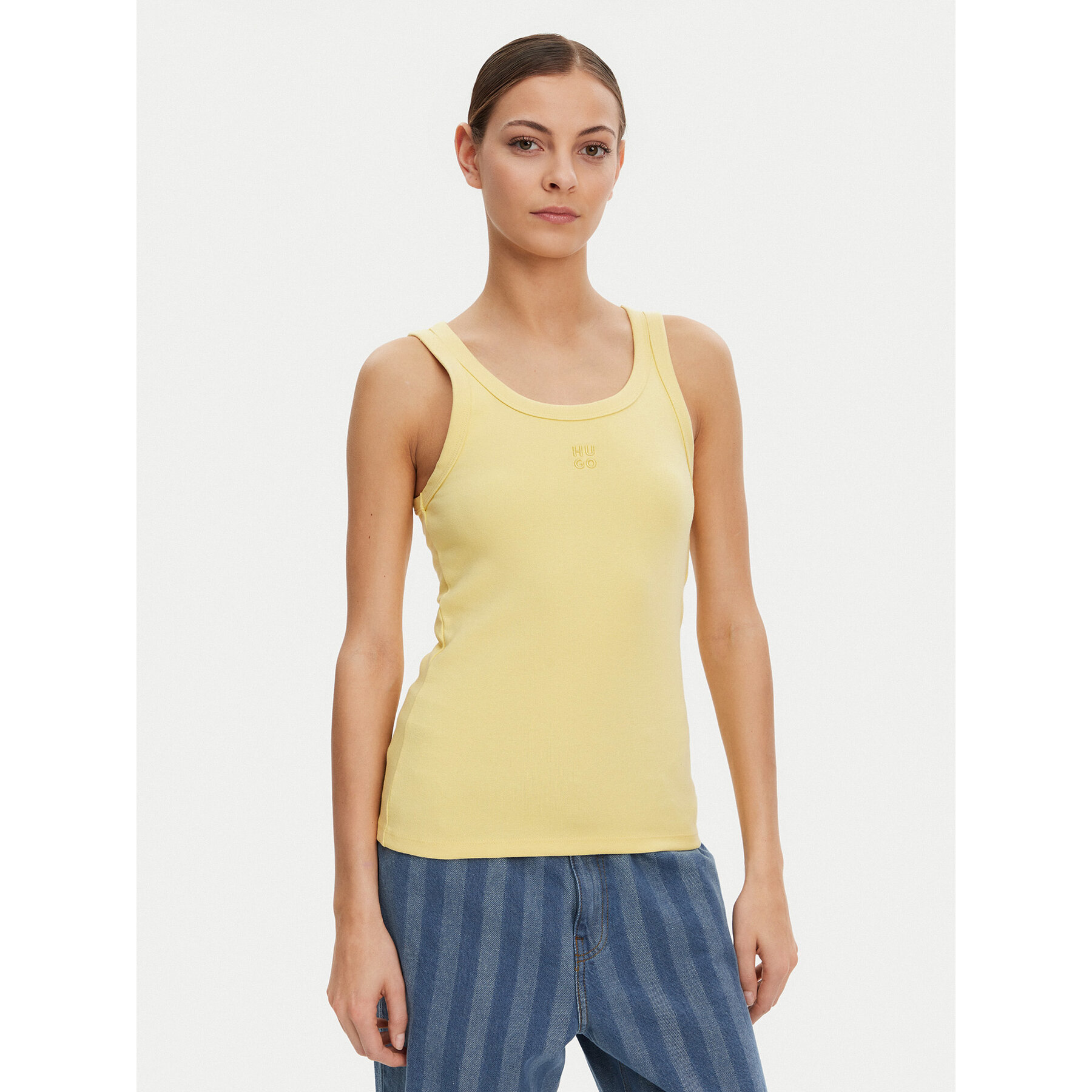 HUGO Top Datamia 50514489 Giallo Slim Fit