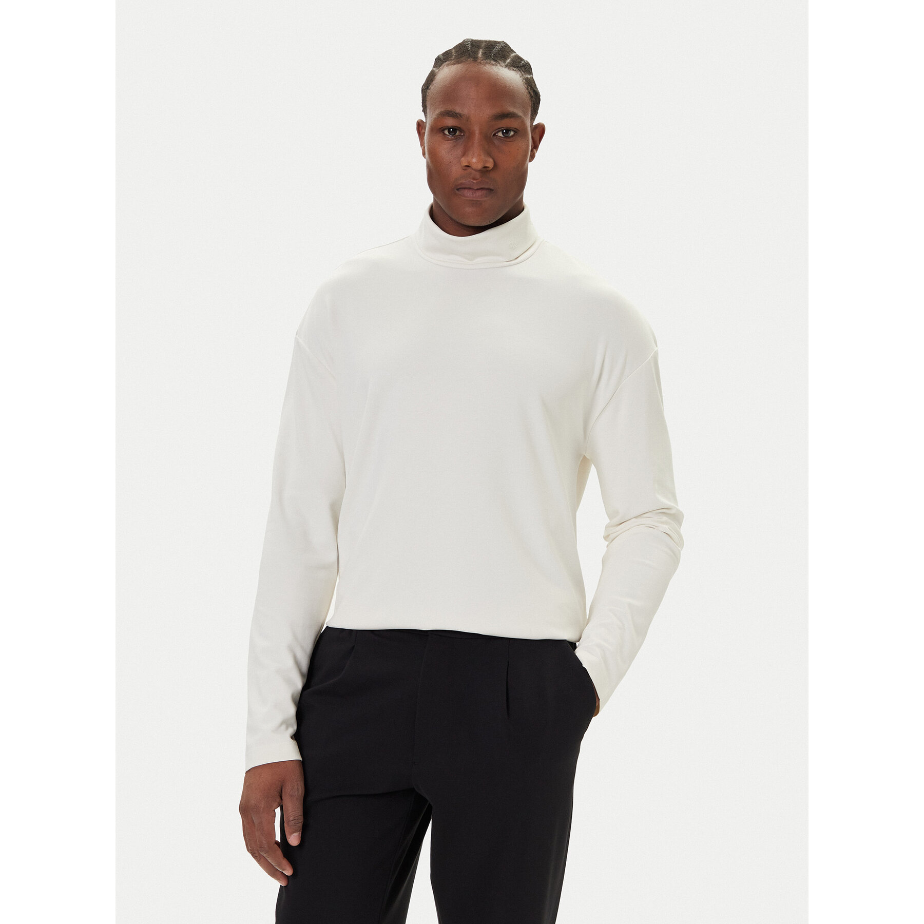 Calvin Klein Rollkragenpullover LV04LD215G Weiß Regular Fit