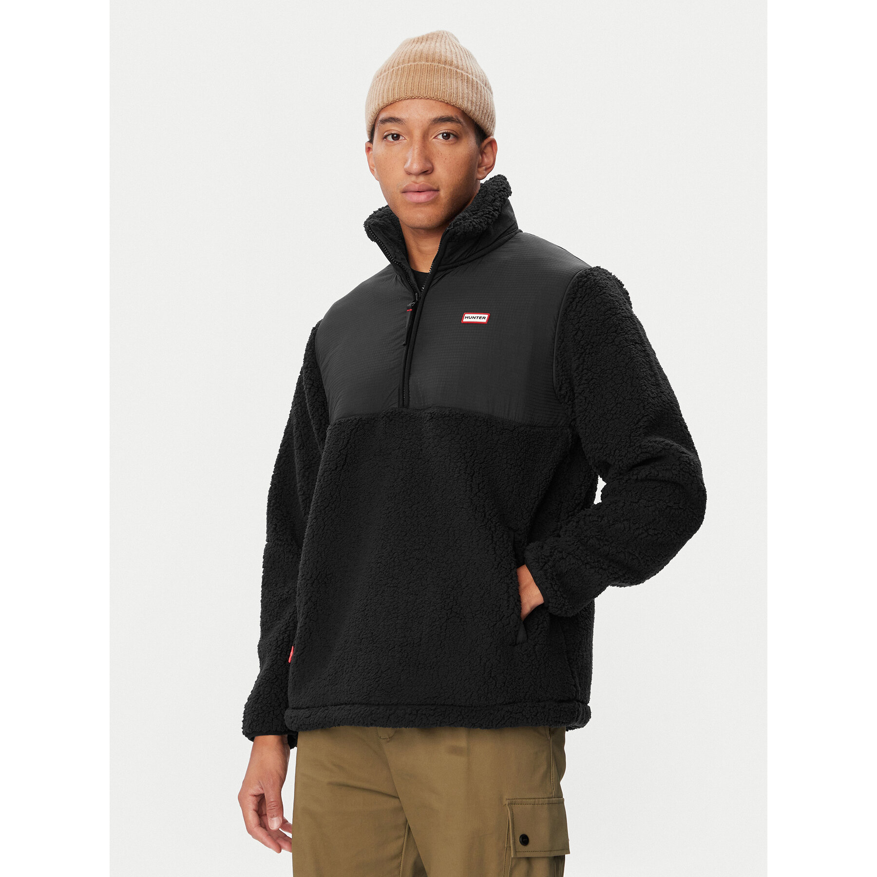 Hunter Fleecejacke Borg HARM0013262 Schwarz Regular Fit