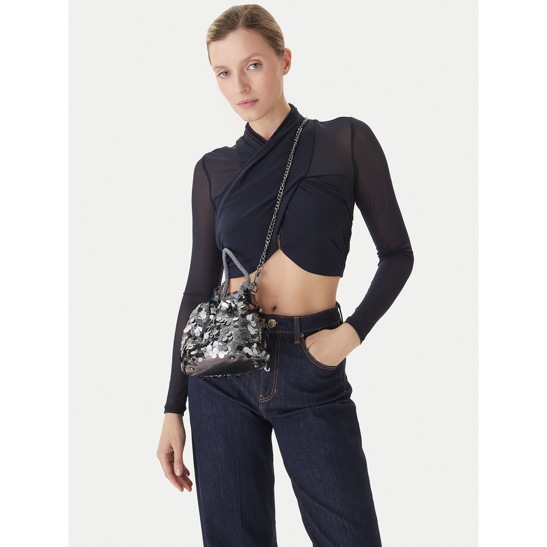 Дамска чанта Guess HWEM95 38750 Сребрист