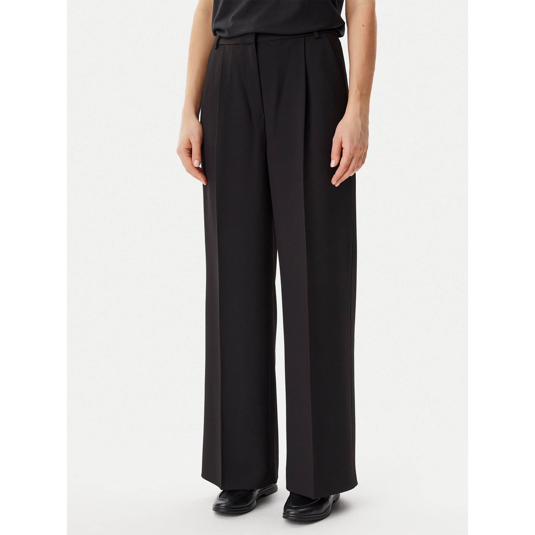 Calvin Klein Stoffhose Travel Twill K20K208214 Schwarz Wide Leg