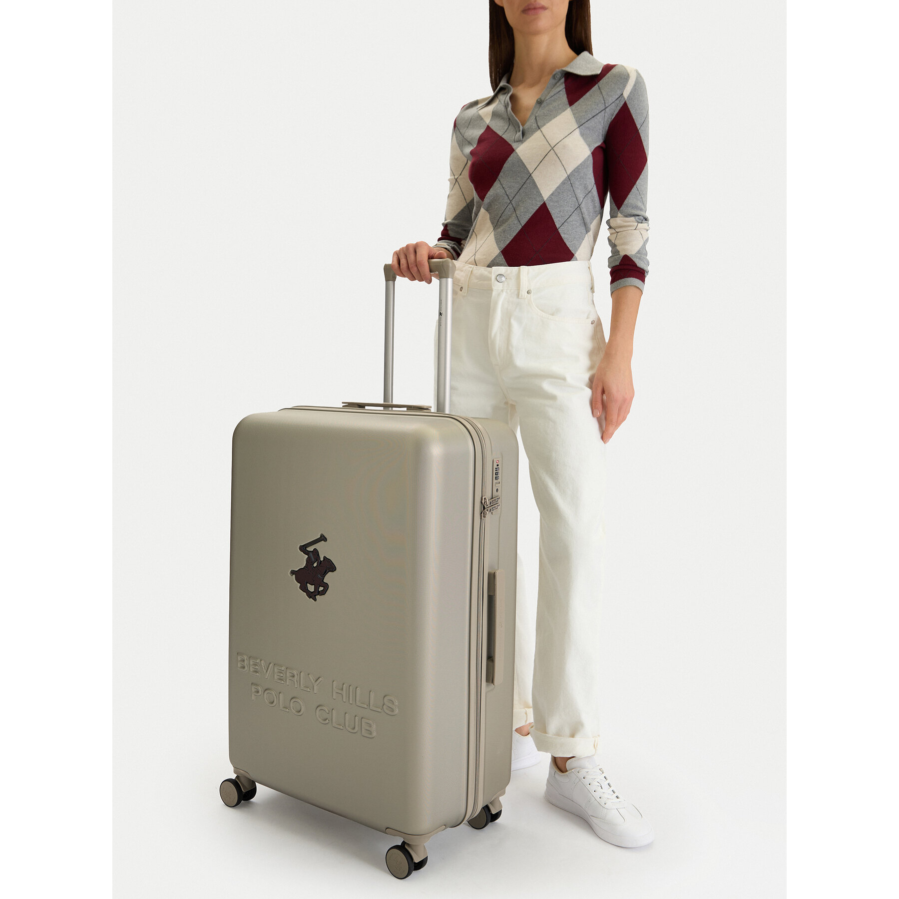 Velik kovček Beverly Hills Polo Club CEO-BHPC-L-003-08-BEIGE Bež