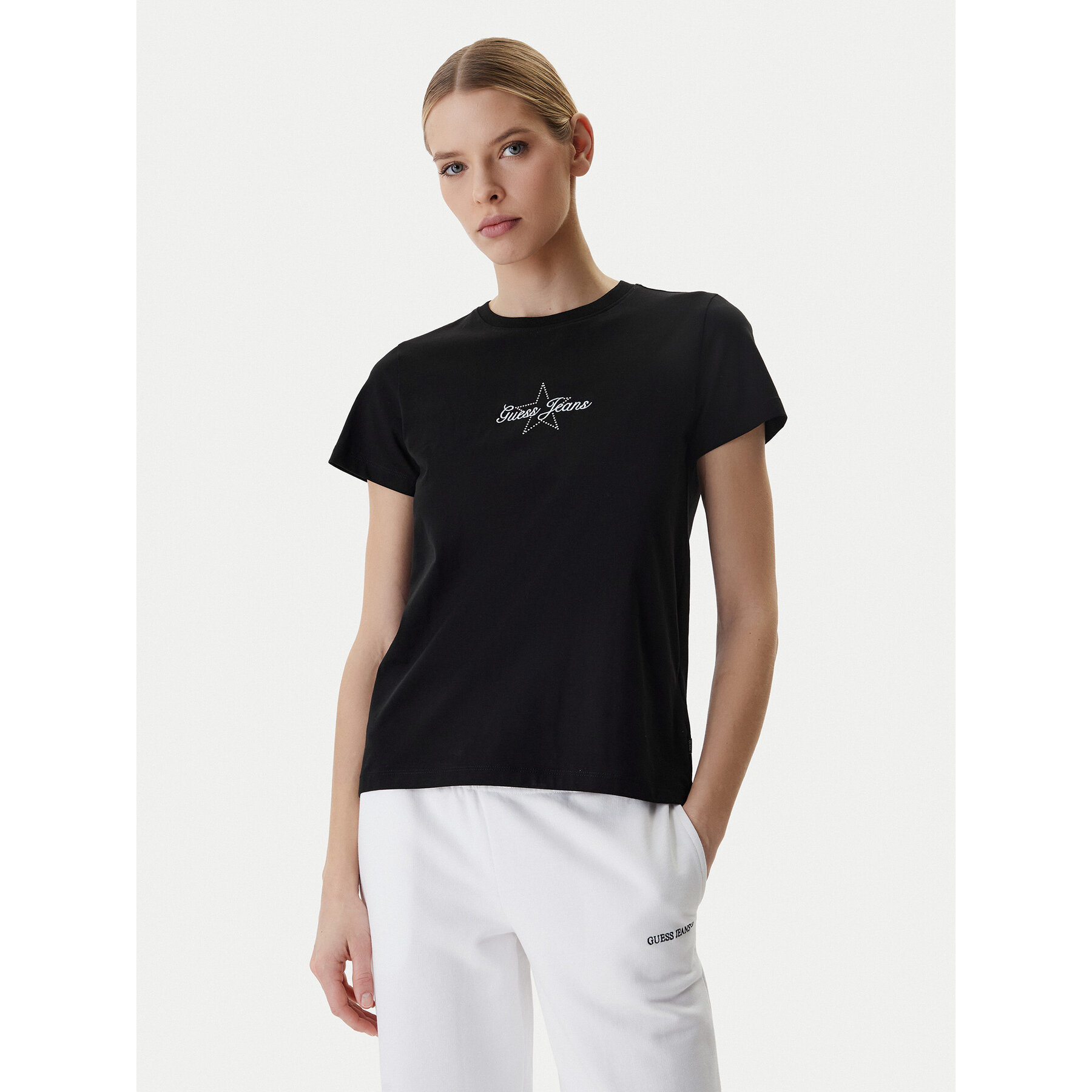 Guess Jeans T-Shirt W6RI18 J1314 Μαύρο Regular Fit