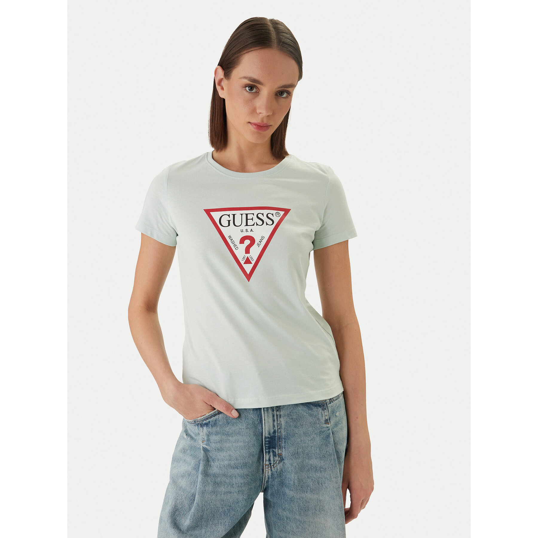 Guess T-shirt W1YI1B I3Z14 Zelena Regular Fit