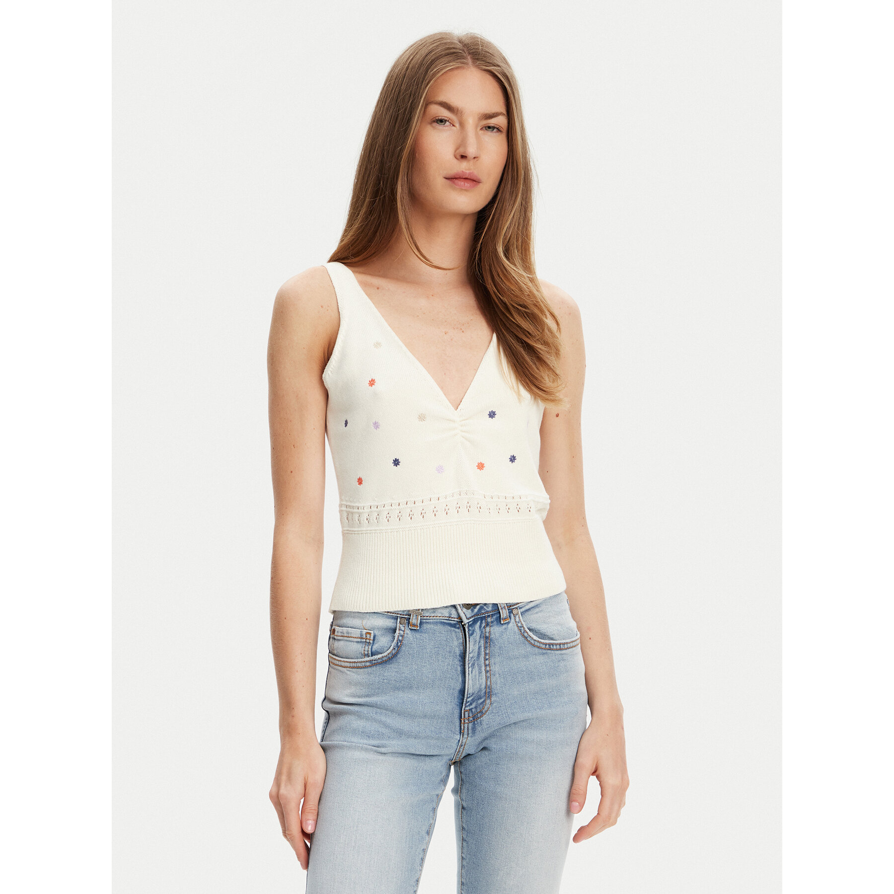 United Colors Of Benetton Τοπ 10C1EH01A Μπεζ Regular Fit