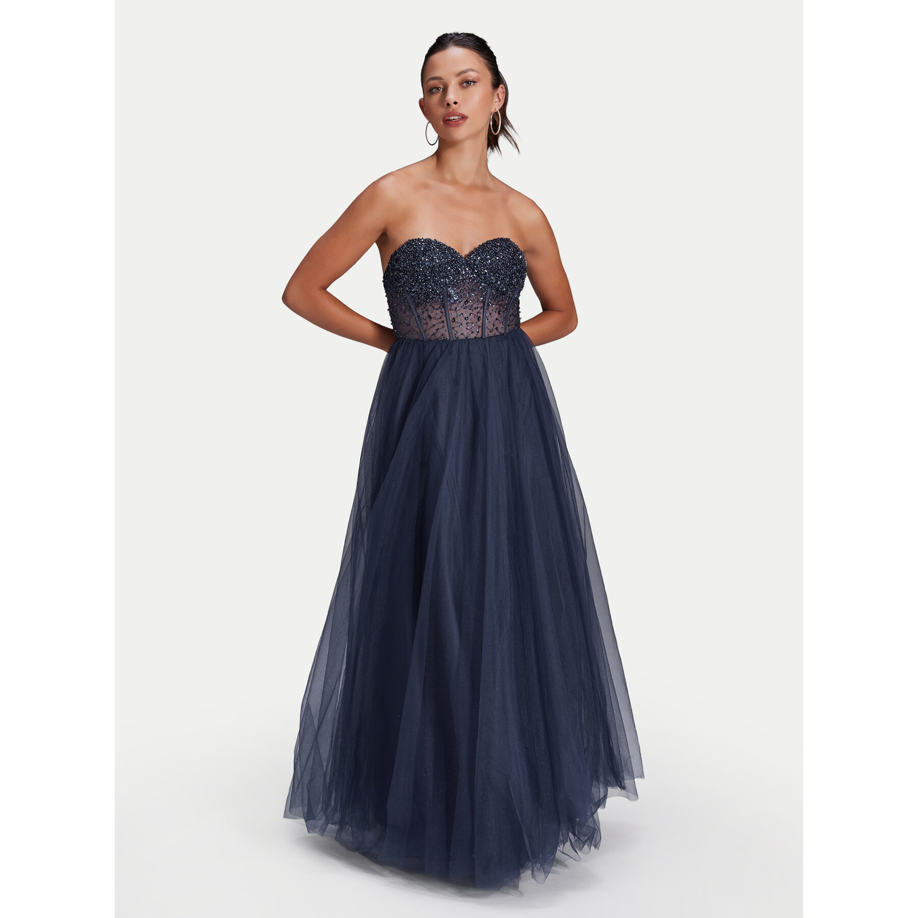 Swing Abendkleid 5AH023HK Dunkelblau Slim Fit
