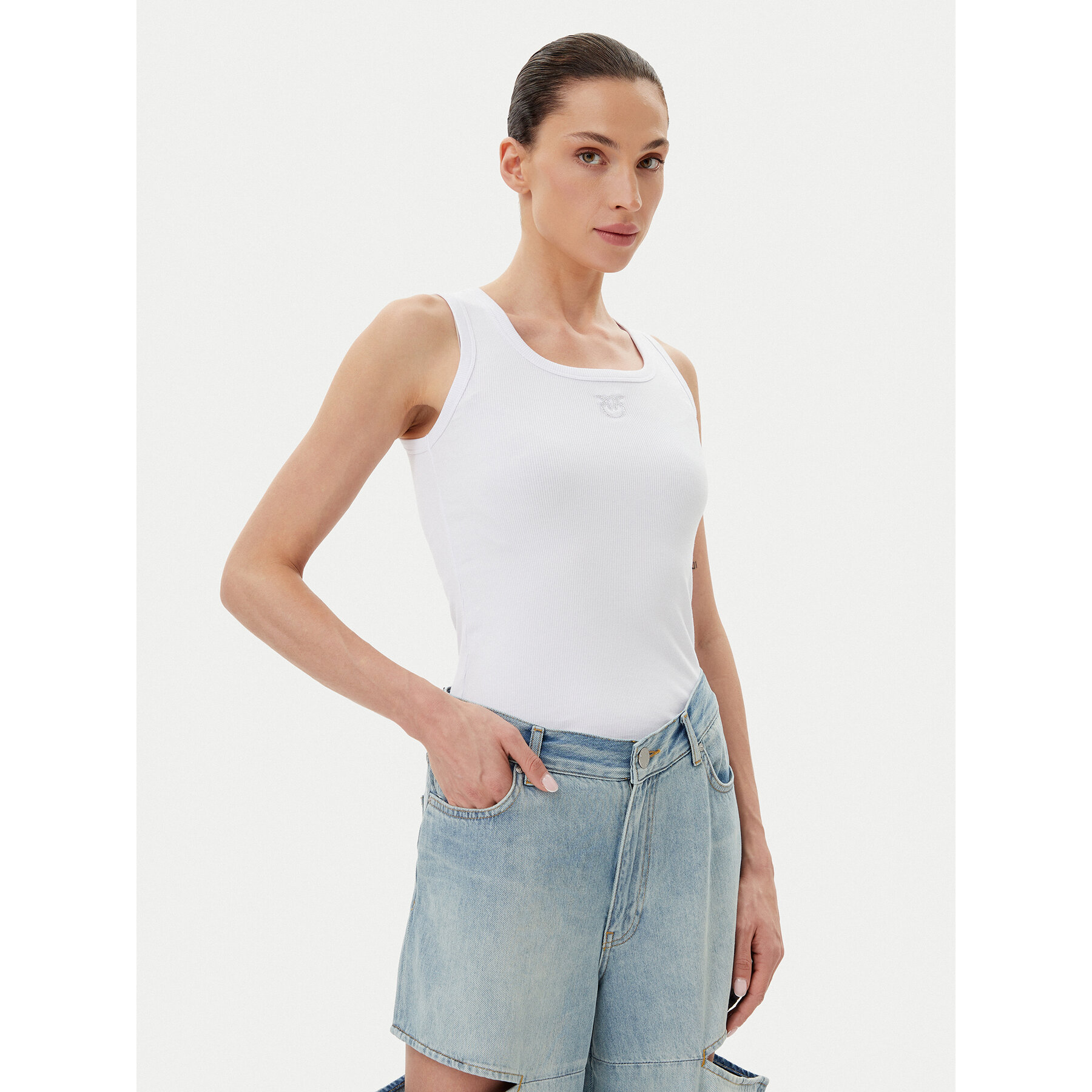 PINKO Top 100807 A2OF Z04 Bianco Regular Fit