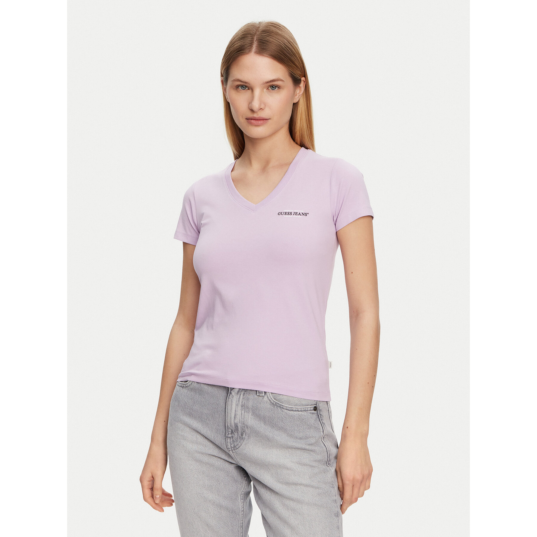 Guess Jeans Póló W4YI23 J1314 Lila Slim Fit
