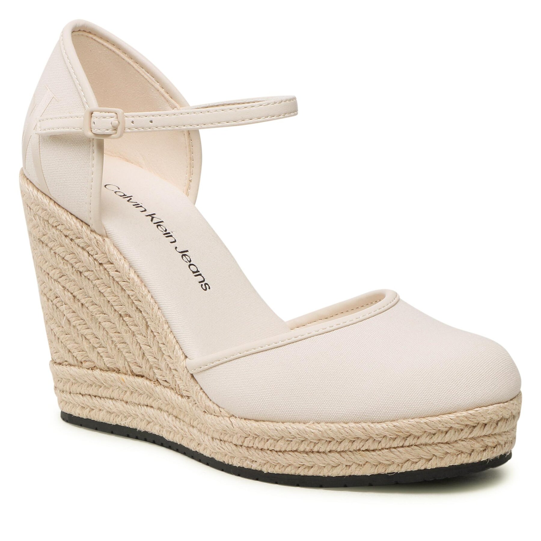 Pantofi Calvin Klein Jeans Wedge Sandal Close Toe Ess YW0YW01194 Ancient White YBH