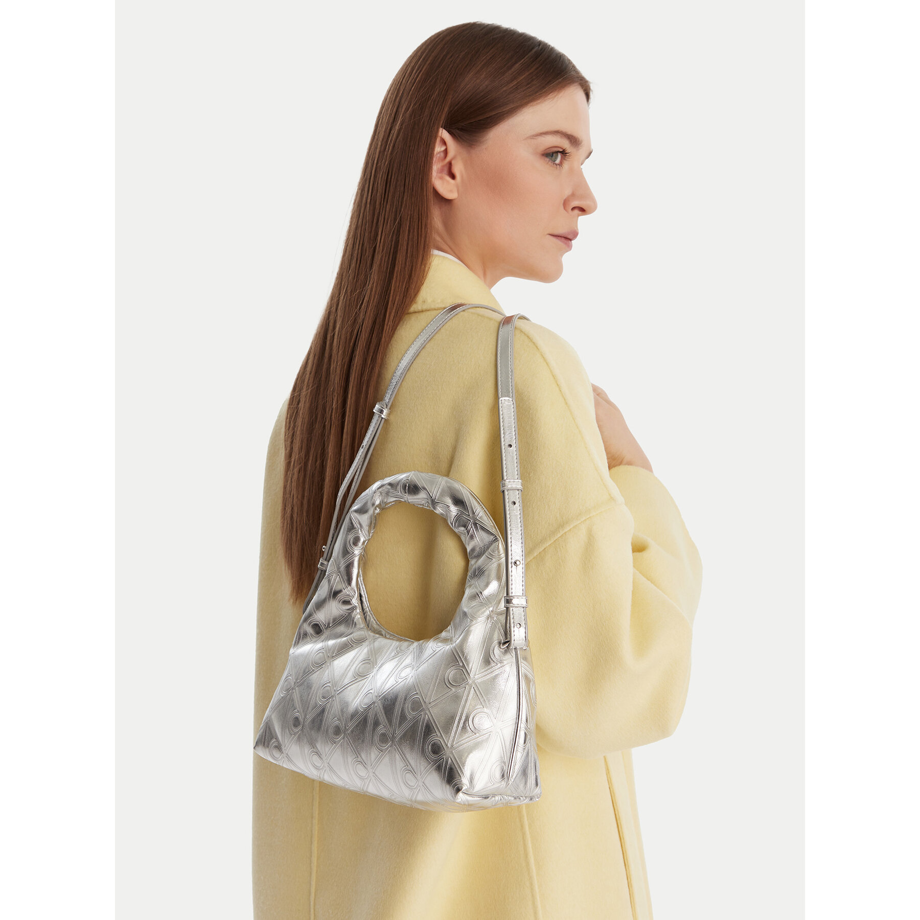 Torbica Calvin Klein Puffy Aop Mini Bag With Strap LV04F3444G Srebrna