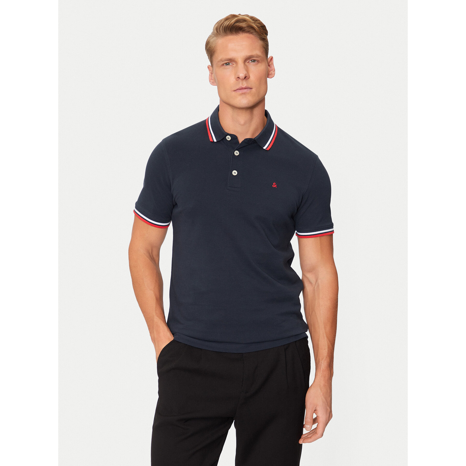 Jack & Jones Pólóing Paulos 12136668 Sötétkék Slim Fit