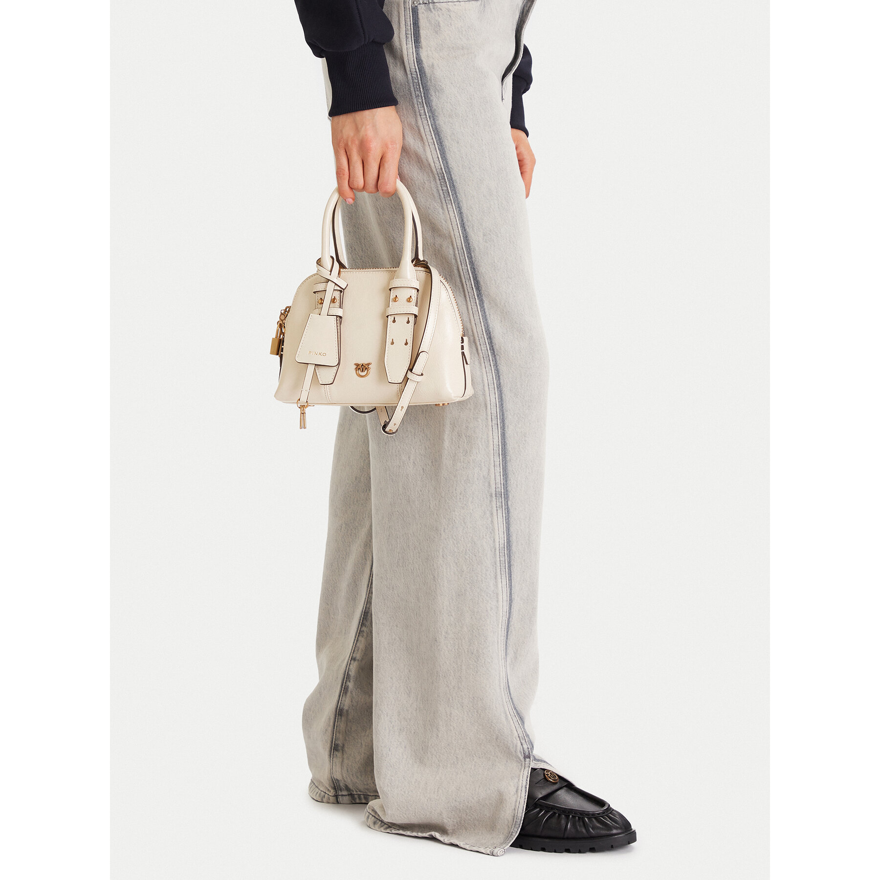 Τσάντα PINKO Bowling Bag Zip Mini AI 25-26 PLTT 105333 A0QO Εκρού