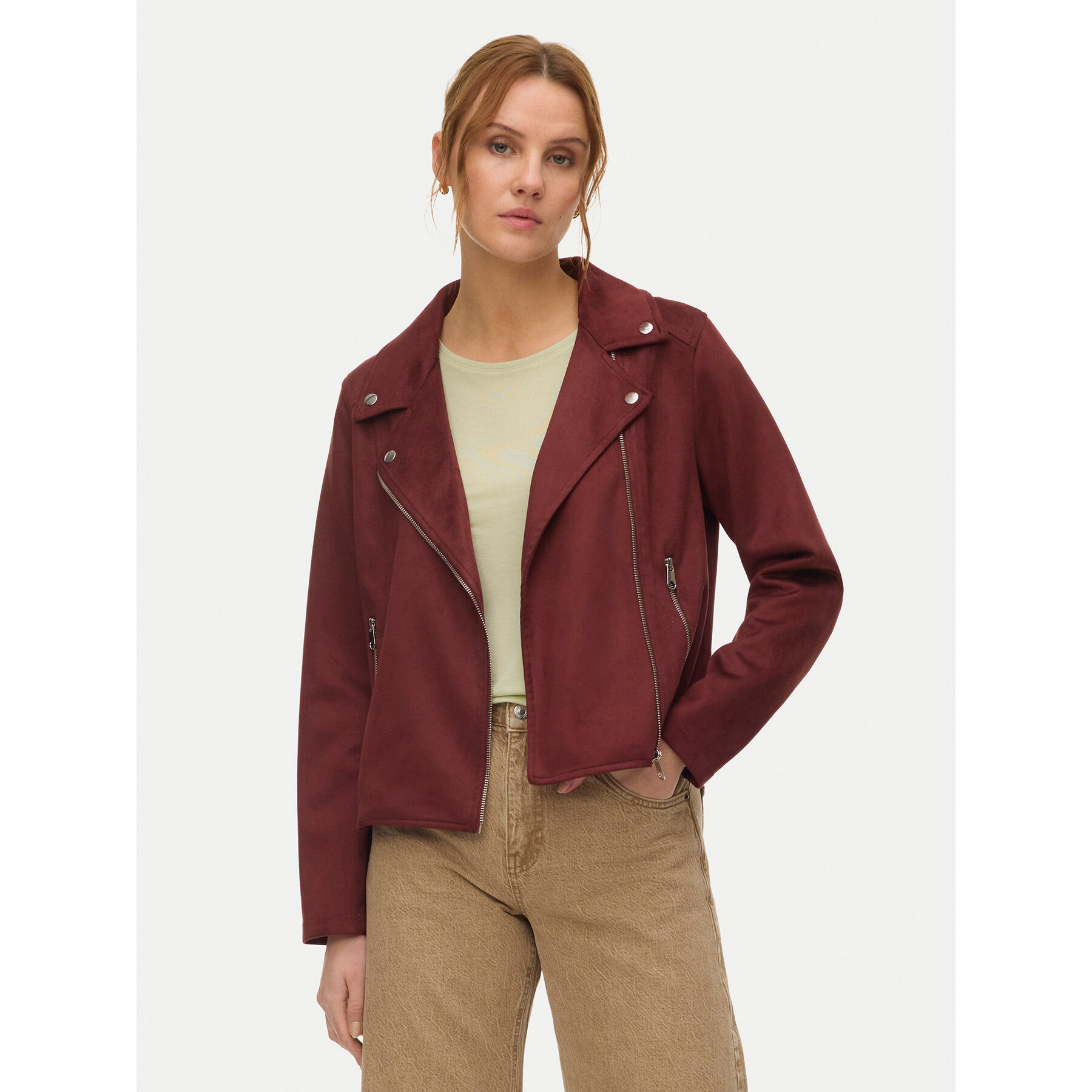 Vero Moda Jacke aus Kunstleder Jose 10300938 Dunkelrot Regular Fit