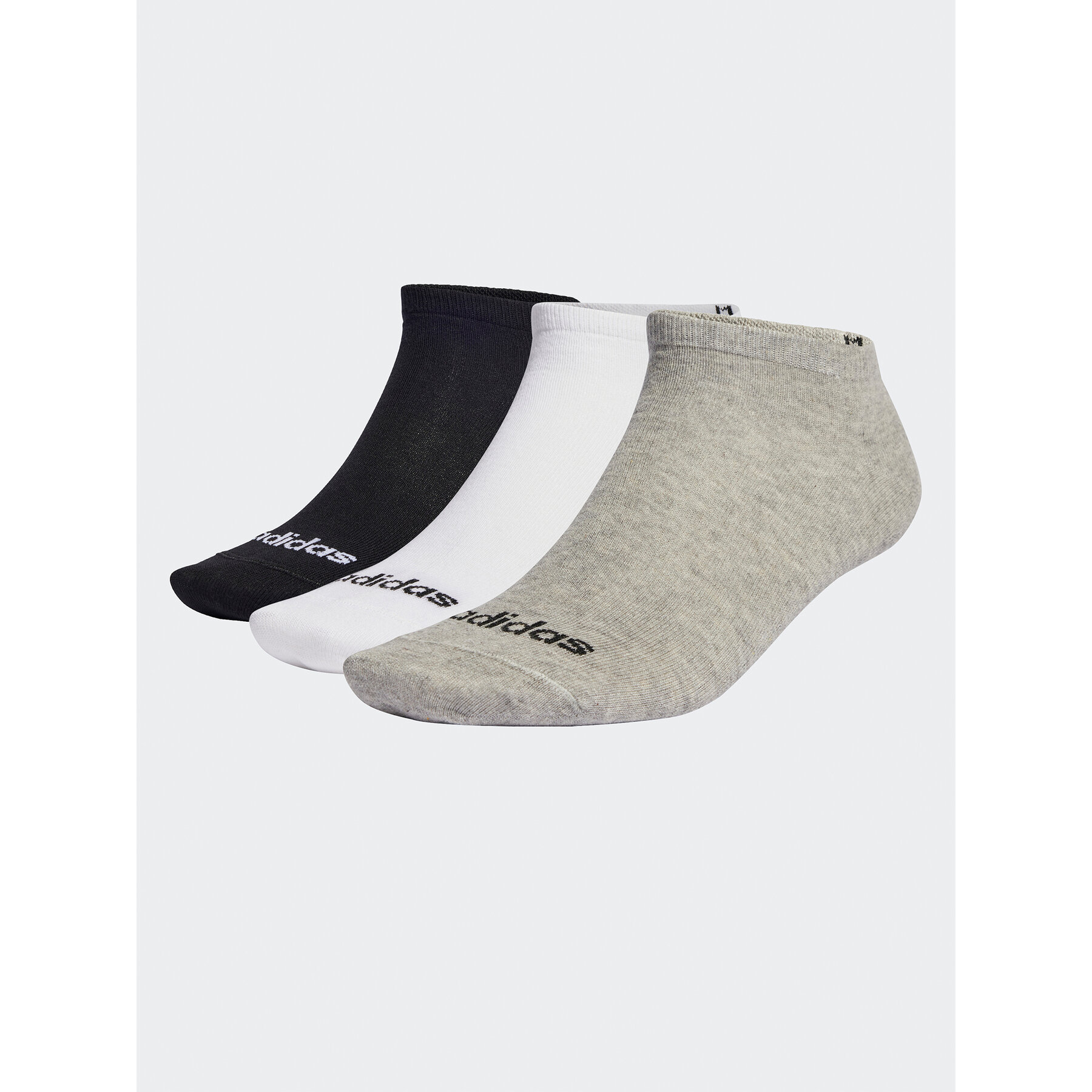 

Короткі шкарпетки unisex adidas Thin Linear Low-Cut Socks 3 Pairs IC1300 medium grey heather/white/black, Сірий