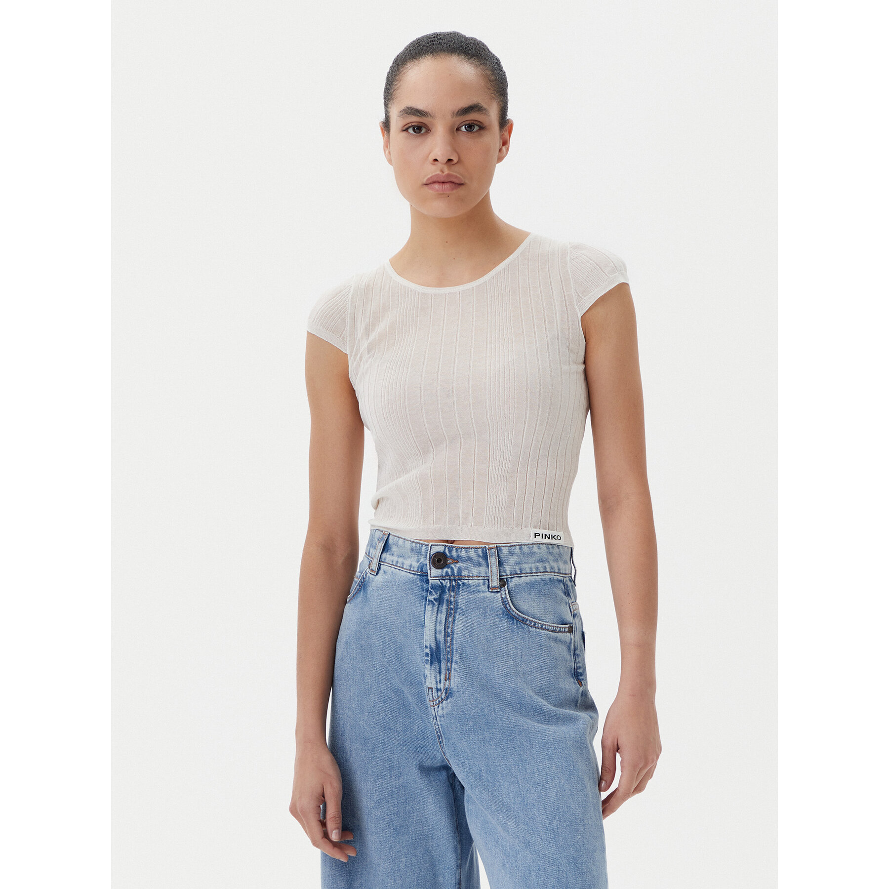 PINKO Bluse Tambora 104773 A1ND Écru Slim Fit