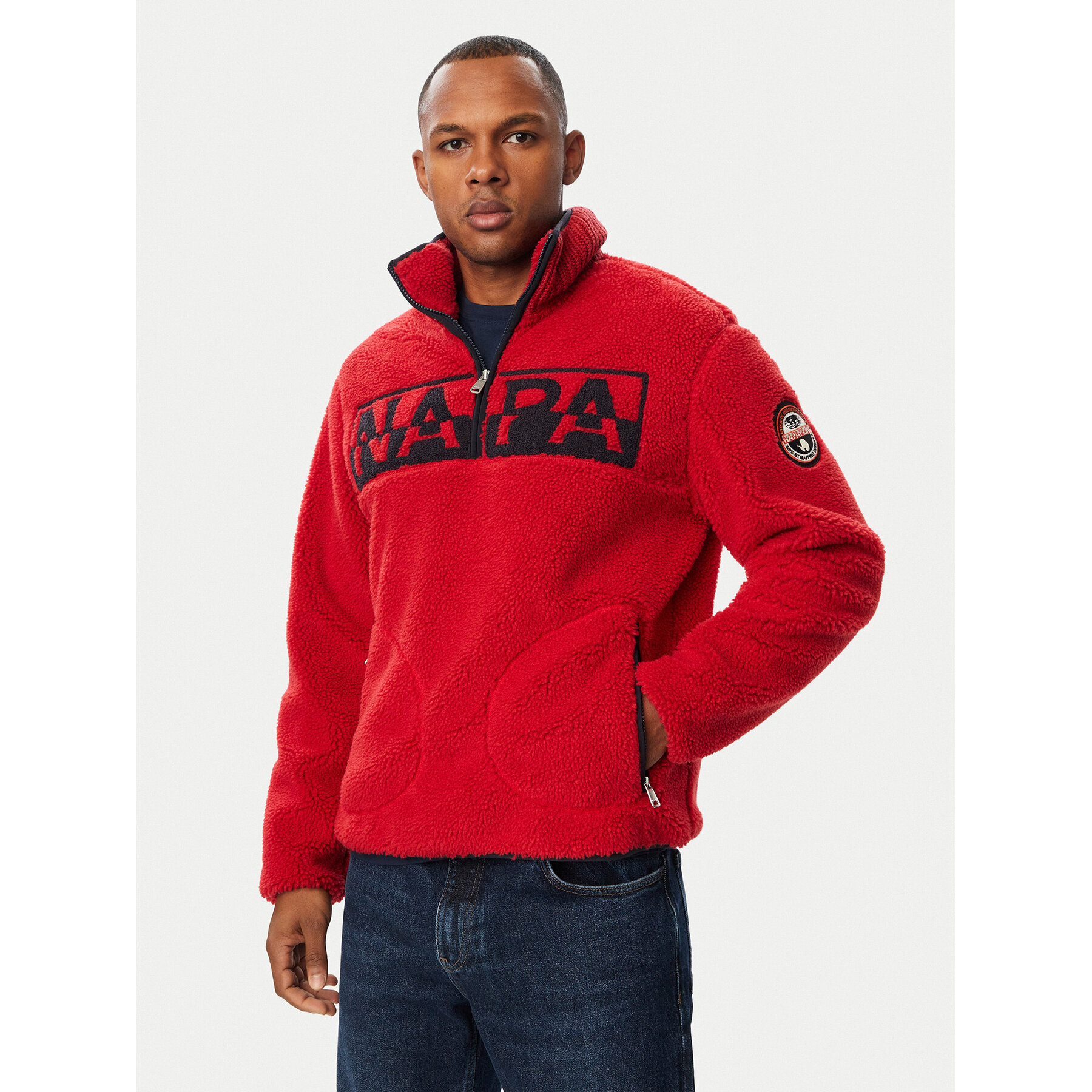 Napapijri Fleecejacke Archive NP0A8A8H Rot Relaxed Fit
