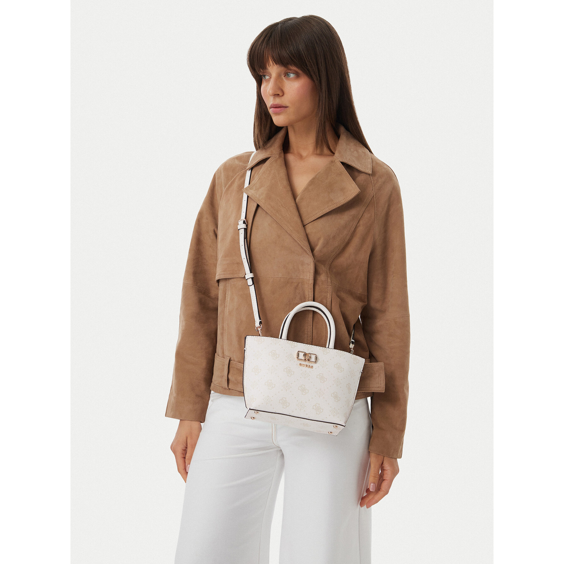 Τσάντα Guess Emelie Logo Mini HWGP99 28750 Κρεμ
