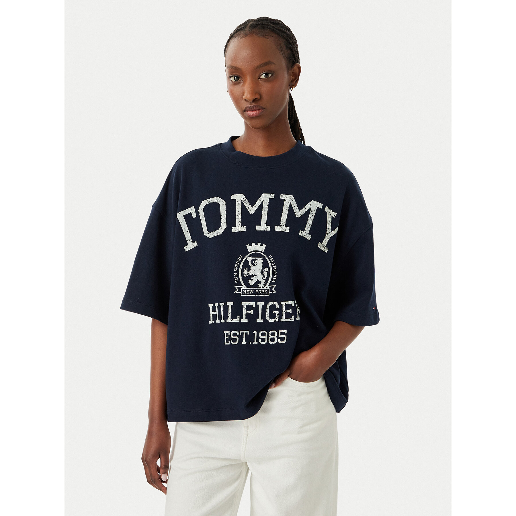 Tommy Hilfiger T-Shirt Varsity WW0WW50940 Dunkelblau Relaxed Fit