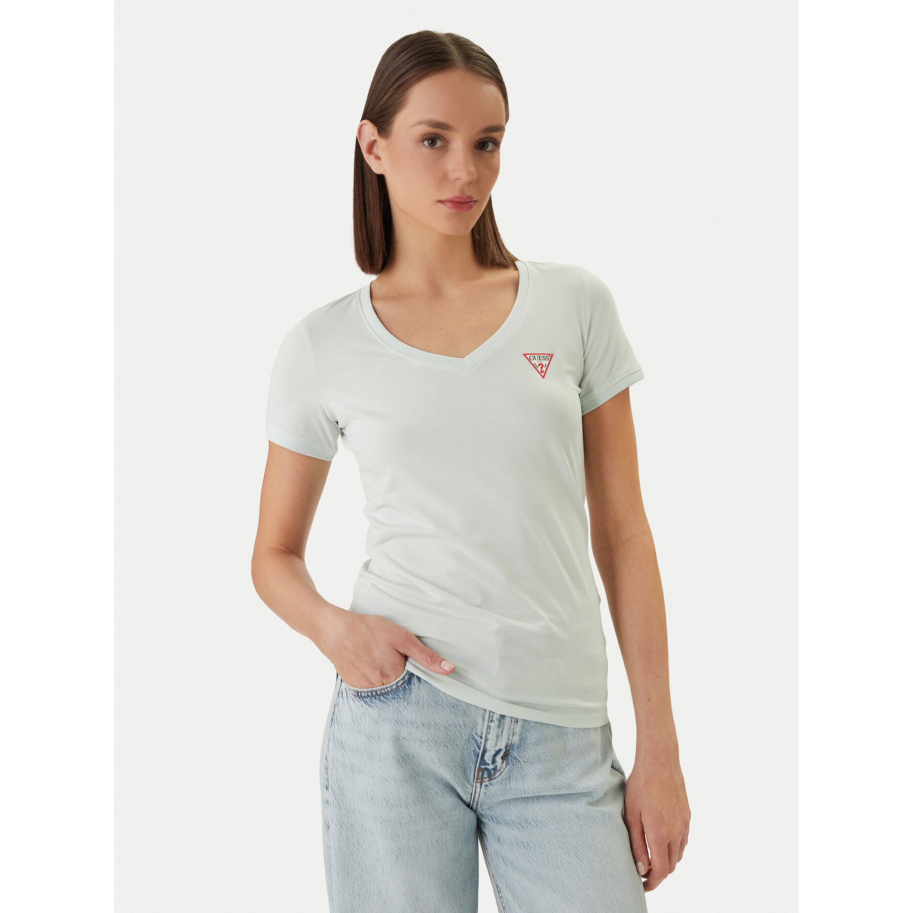 Guess T-shirt W2YI45 J1314 Zelena Slim Fit