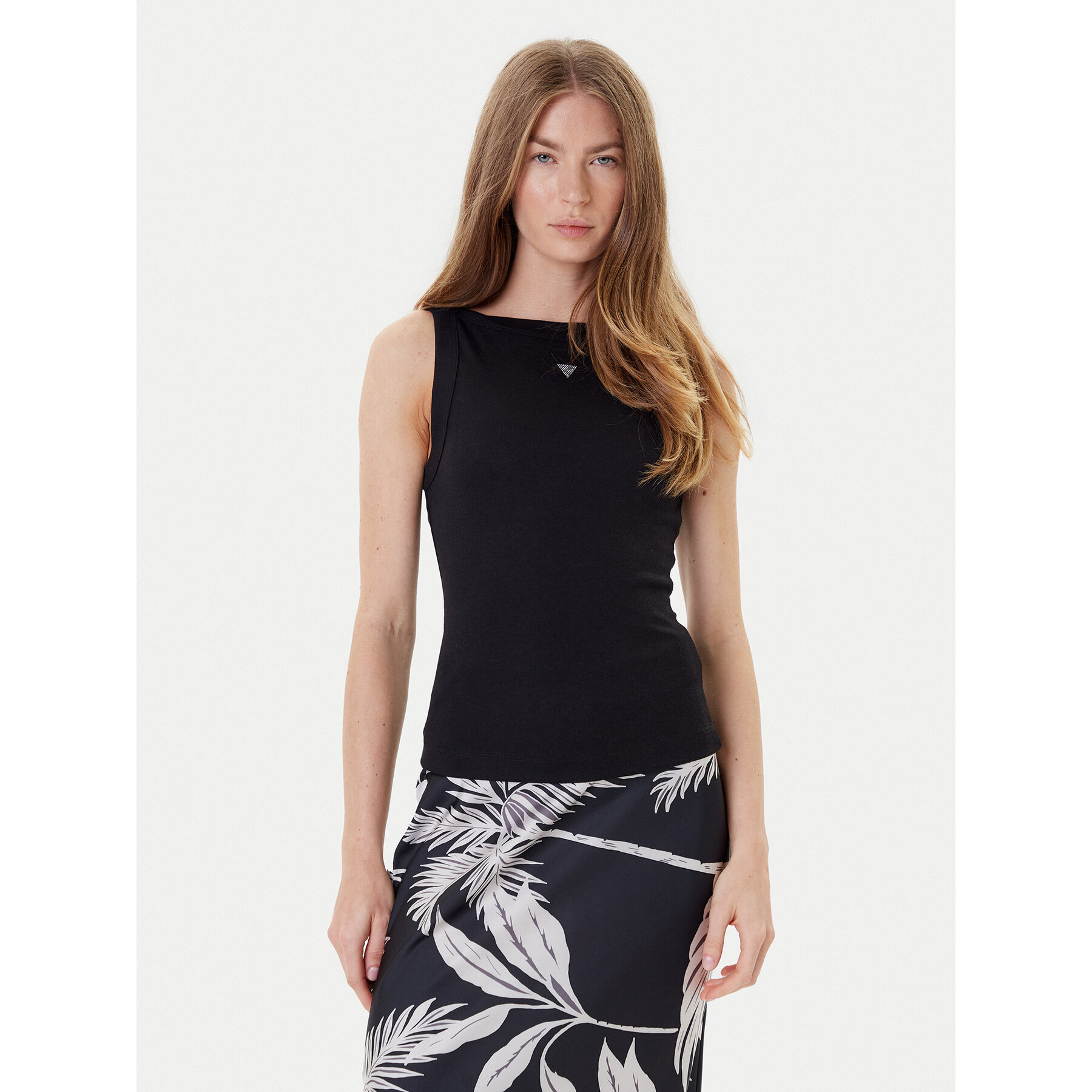 Guess Τοπ W5RP16 KCNH2 Μαύρο Regular Fit