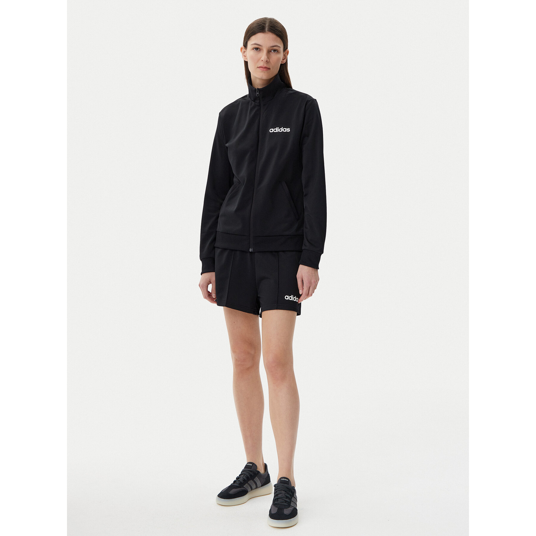 adidas Sweatshirt und Sportshorts Set Essentials Linear JD5432 Schwarz Regular Fit