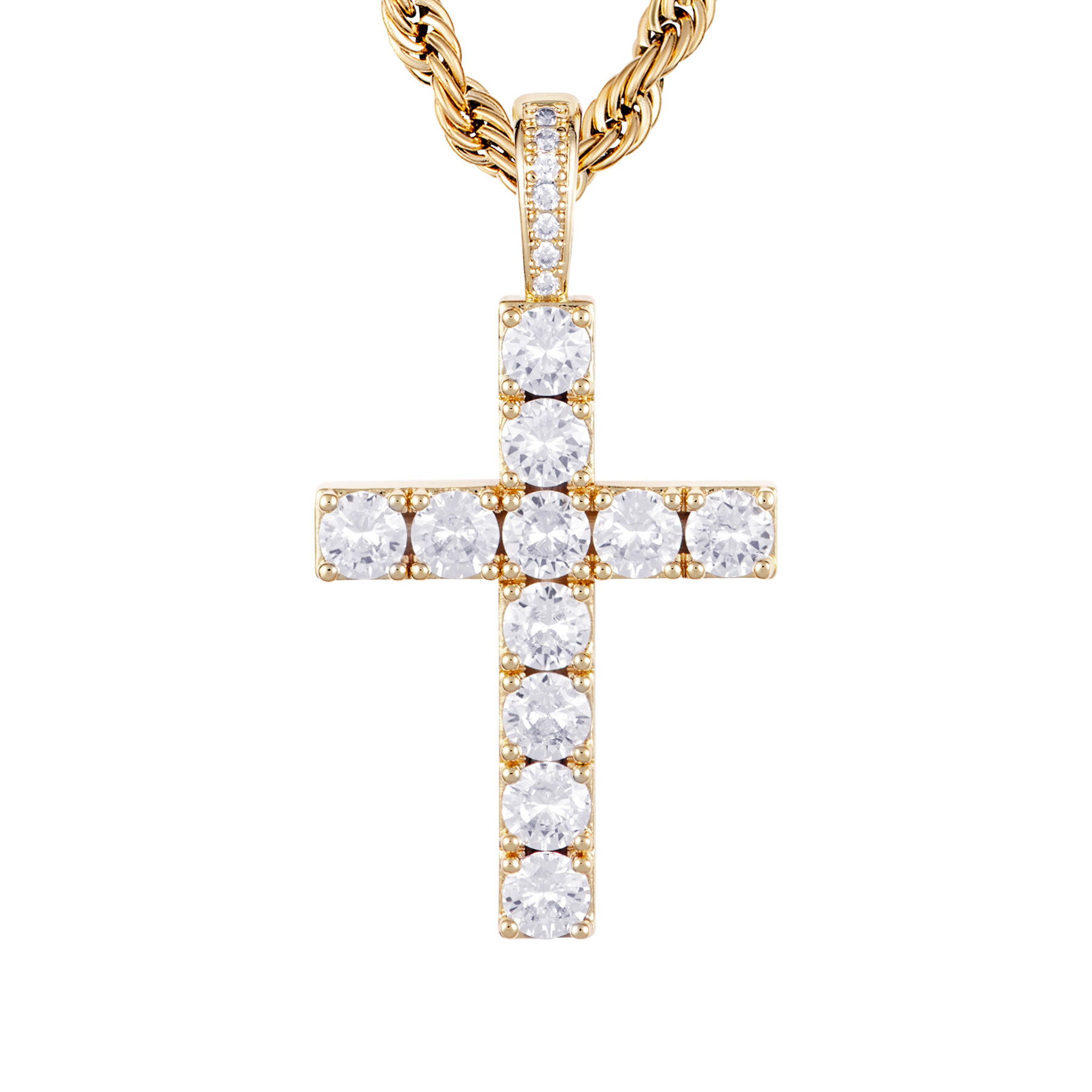ICED STUFF Μενταγιόν ICED STUFF Diamond Cross Χρυσό