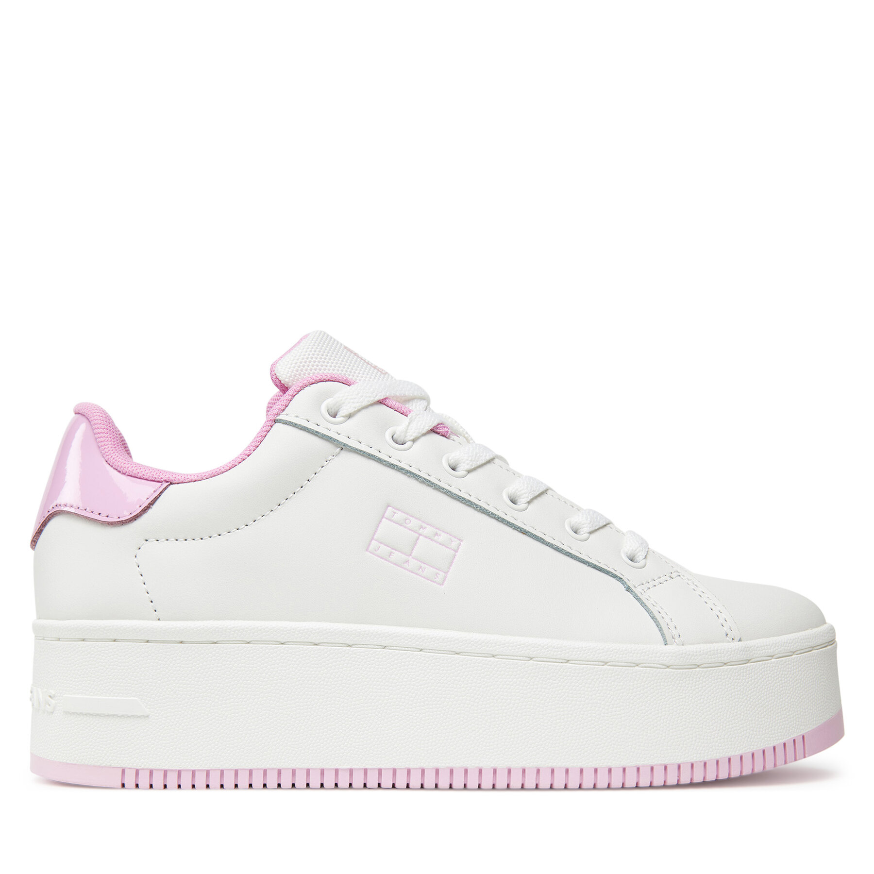 Snīkeri Tommy Jeans Tjw Flatform Patent Sneaker EN0EN02864 Écru