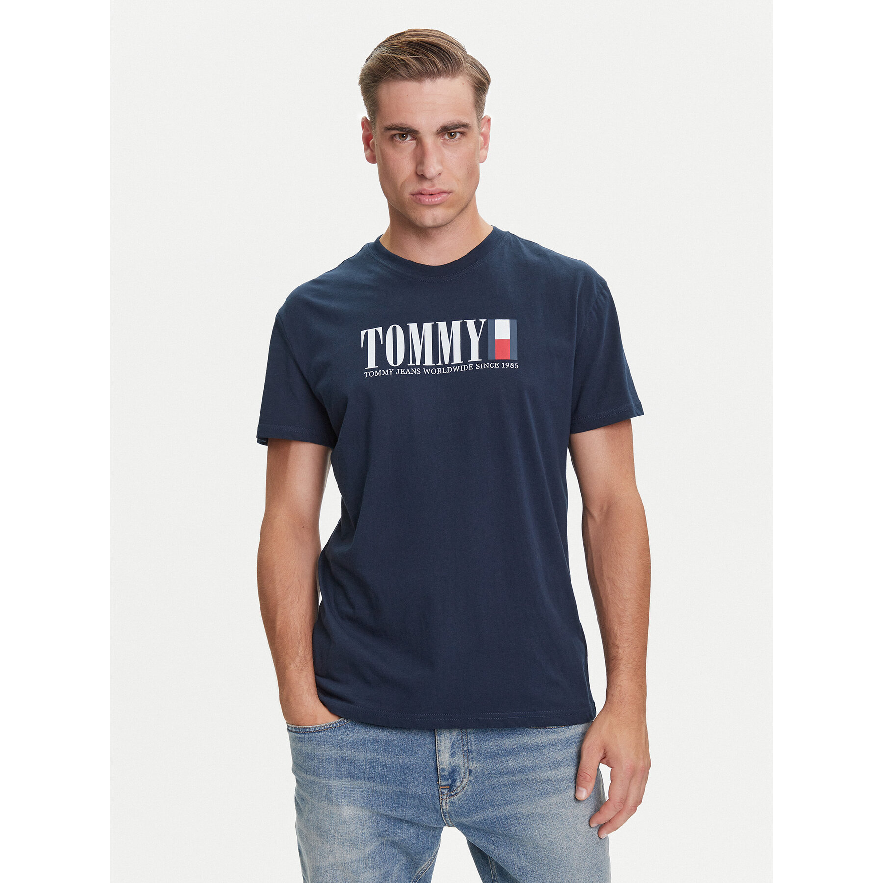 Tommy Jeans T-Shirt Dna Flag DM0DM21941 Σκούρο μπλε Regular Fit