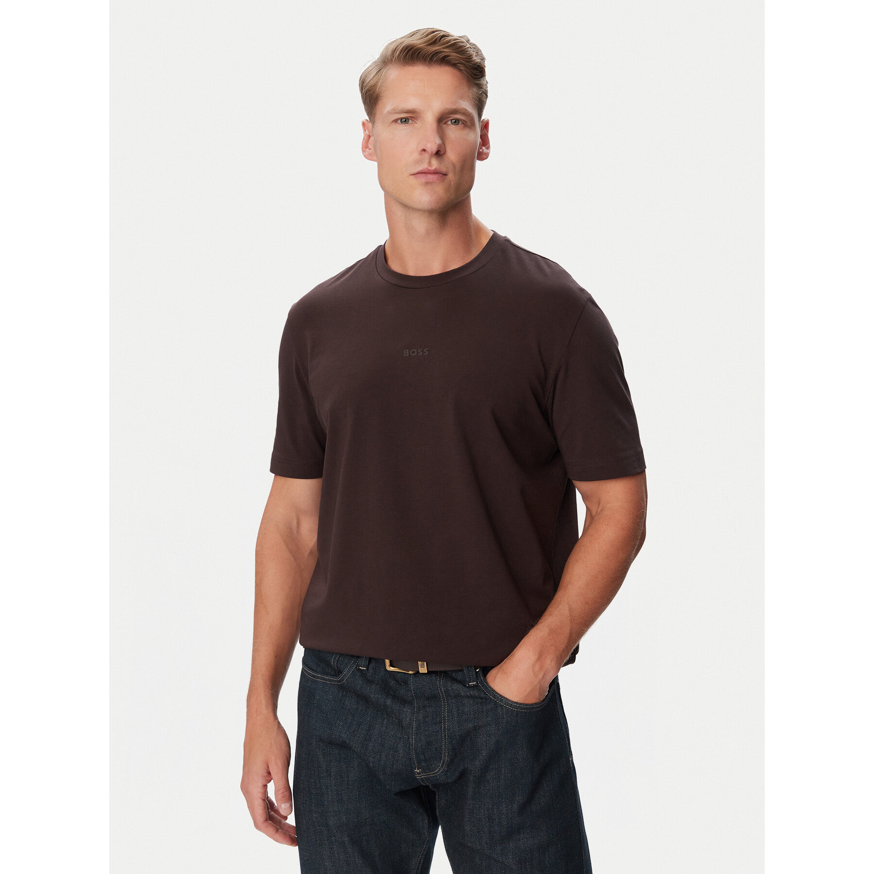 BOSS T-Shirt 50473278 Dunkelbraun Regular Fit
