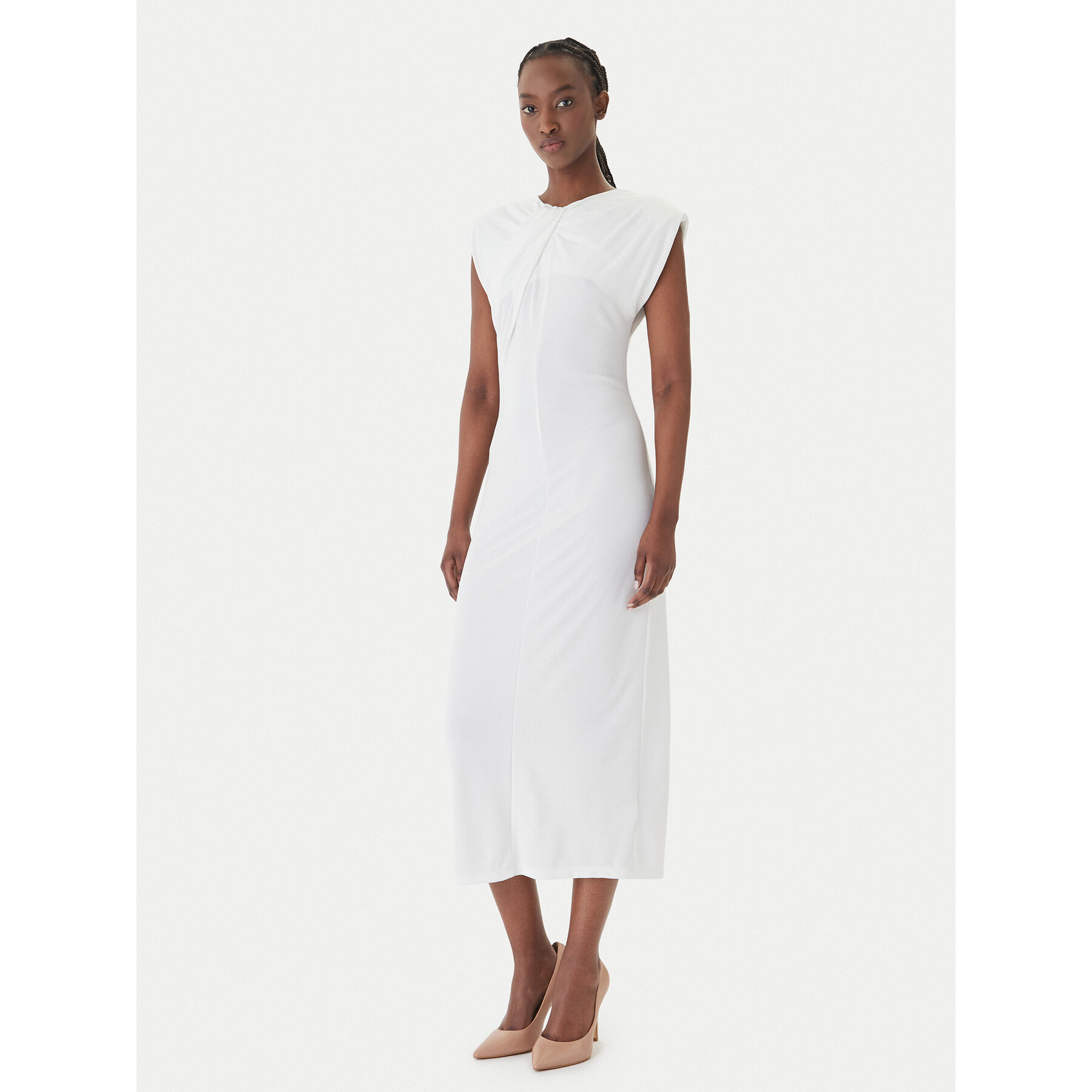Fracomina Coctailkleid FS26SD2008W62601 Weiß Slim Fit