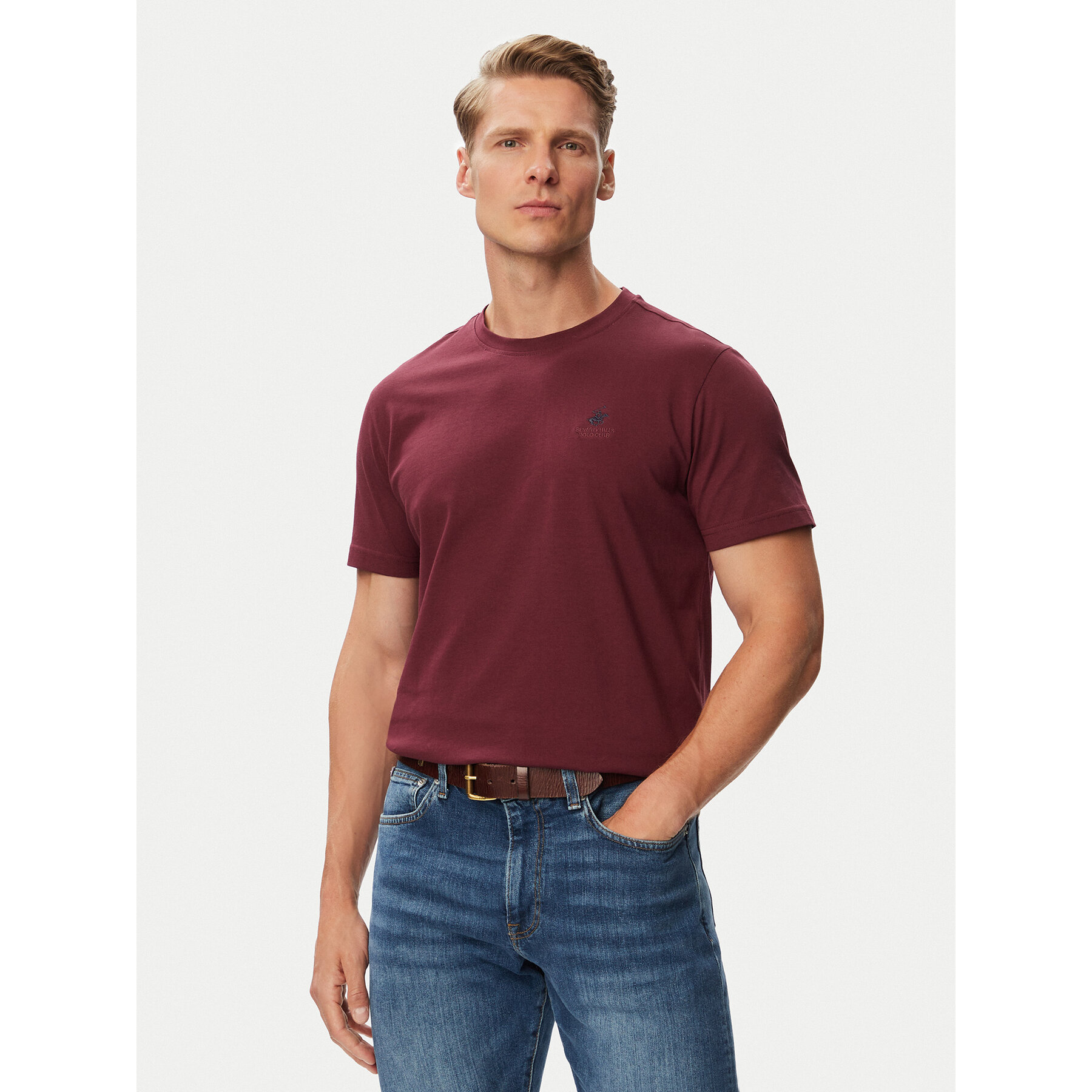 Beverly Hills Polo Club Majica P-SS26M-TS41740FIG Bordo rdeča Regular Fit