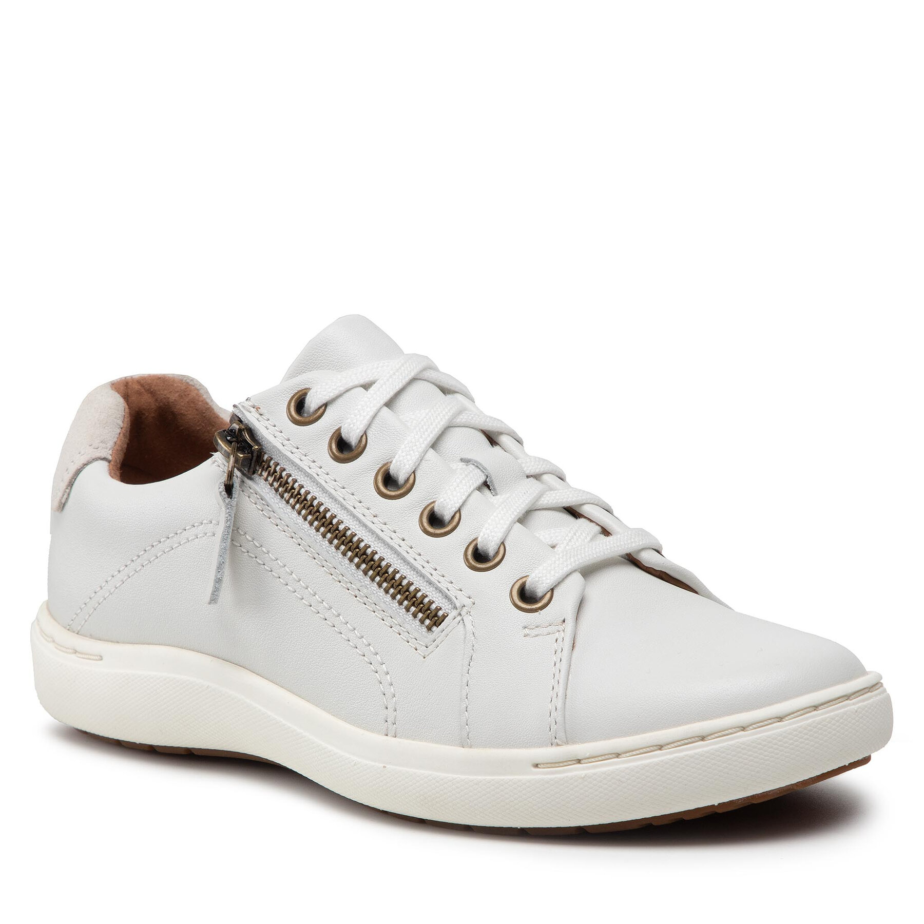 Clarks Damen Sneakers Nalle Lace 261650014 White Leather Grau Größe 41 - Image 1