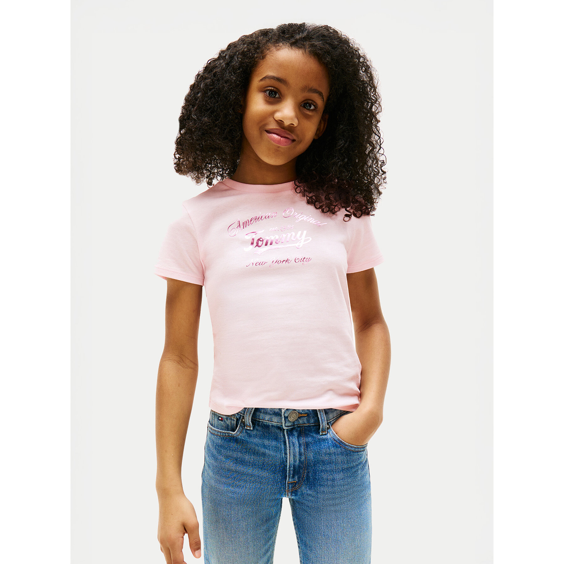 Tommy Hilfiger T-shirt Script KG0KG08636 Rosa Regular Fit