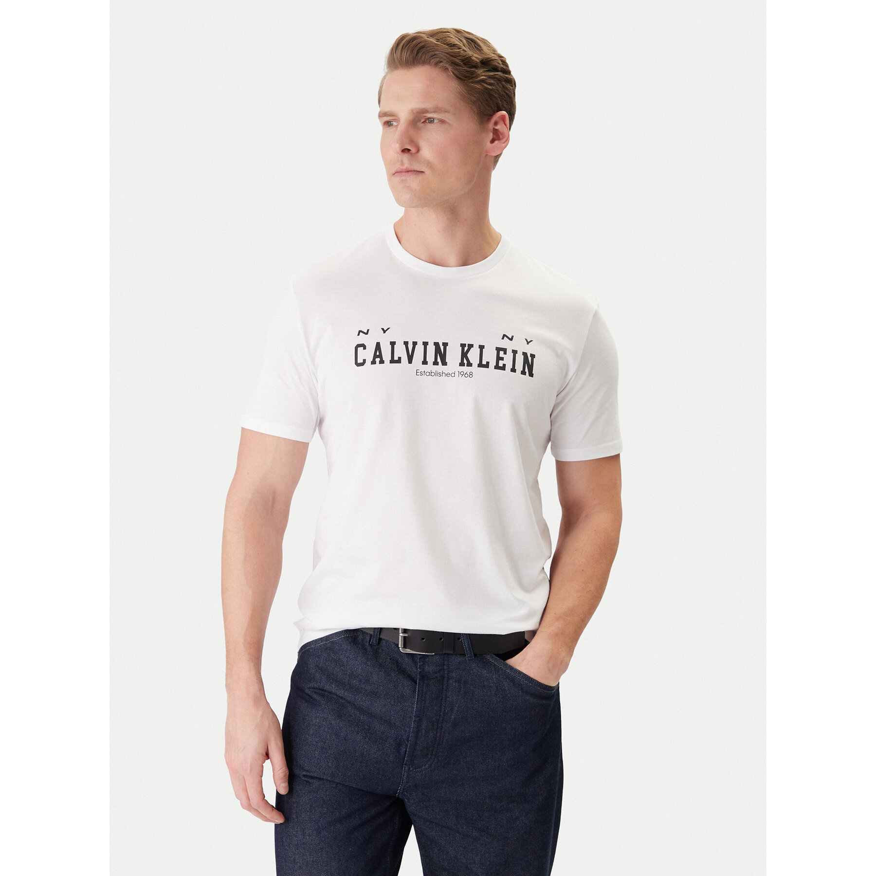 Calvin Klein Jeans T-Shirt Coll Word Graphic LV14RE817G Weiß Regular Fit