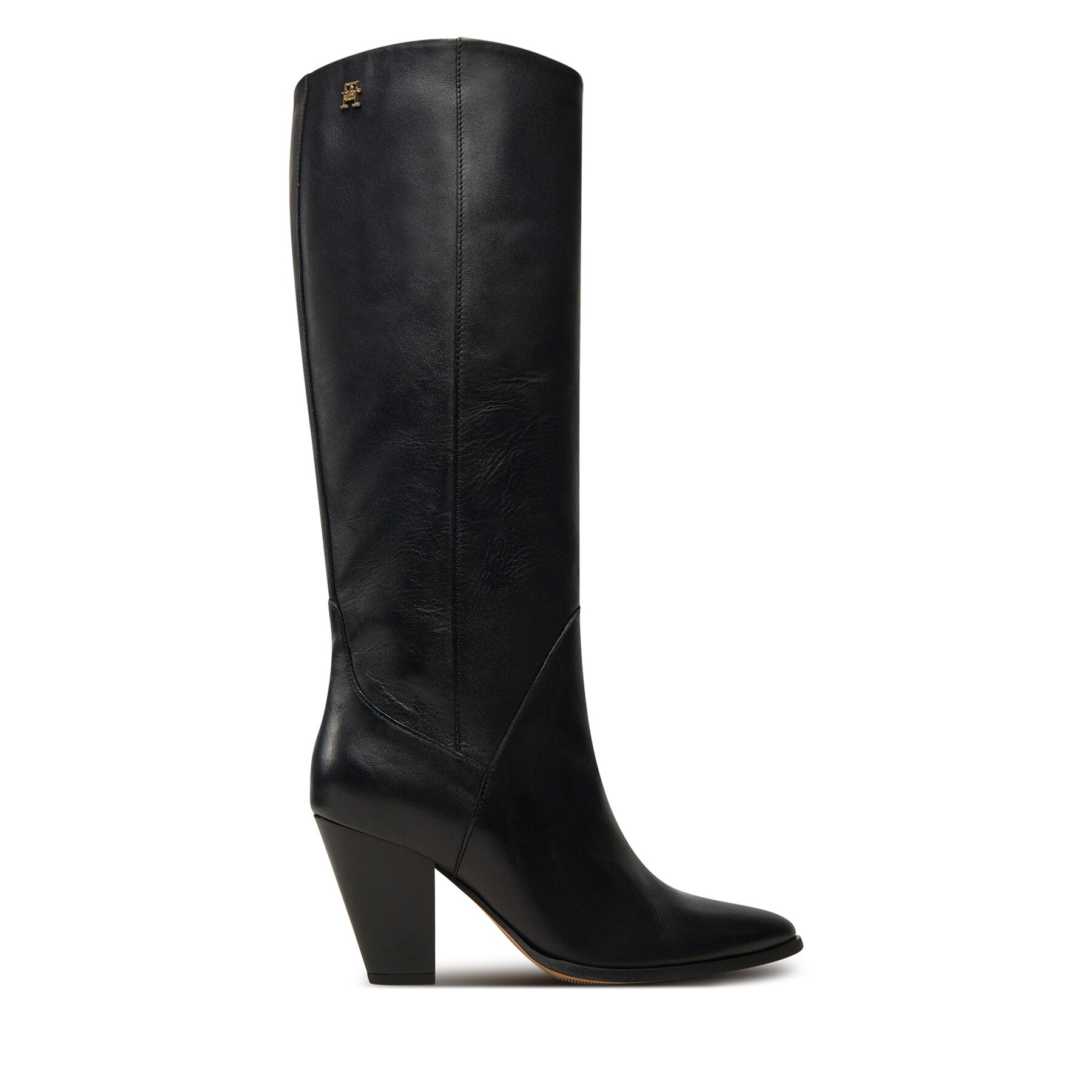 Damskie Kozaki Tommy Hilfiger, Rozmiar 36 Czarny High Cowboy Heel Boot Leather FW0FW08296