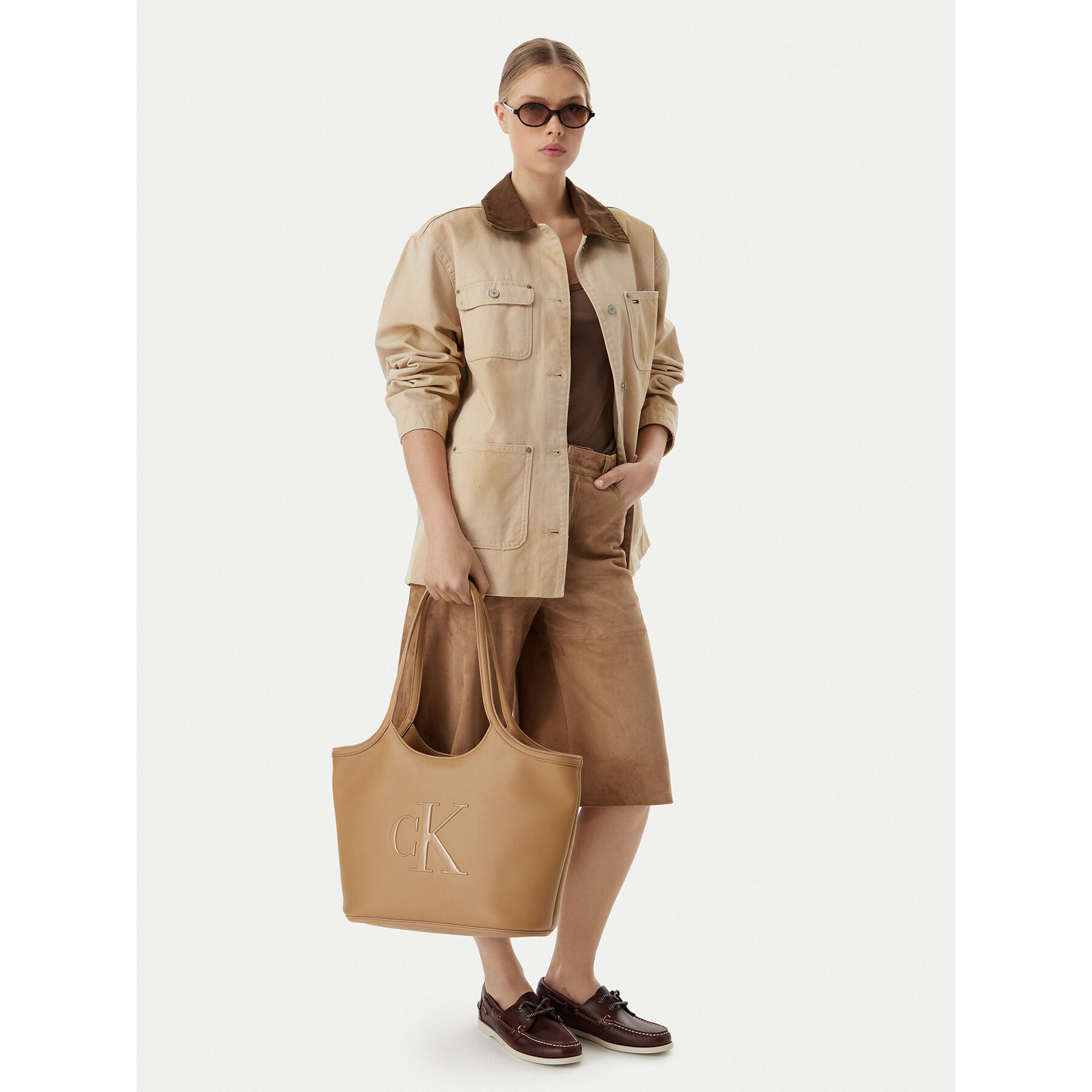 Дамска чанта Calvin Klein Bold Ck LV04F3562G Бежов