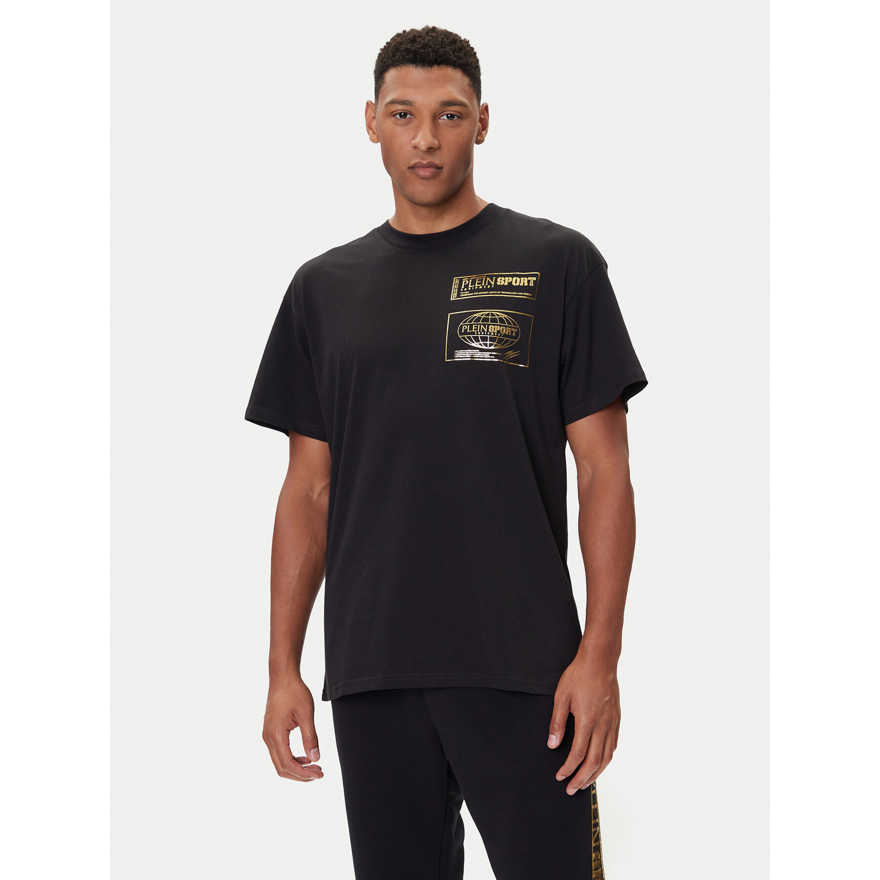 Plein Sport Póló FAEC MTK8354 STE001N Fekete Loose Fit