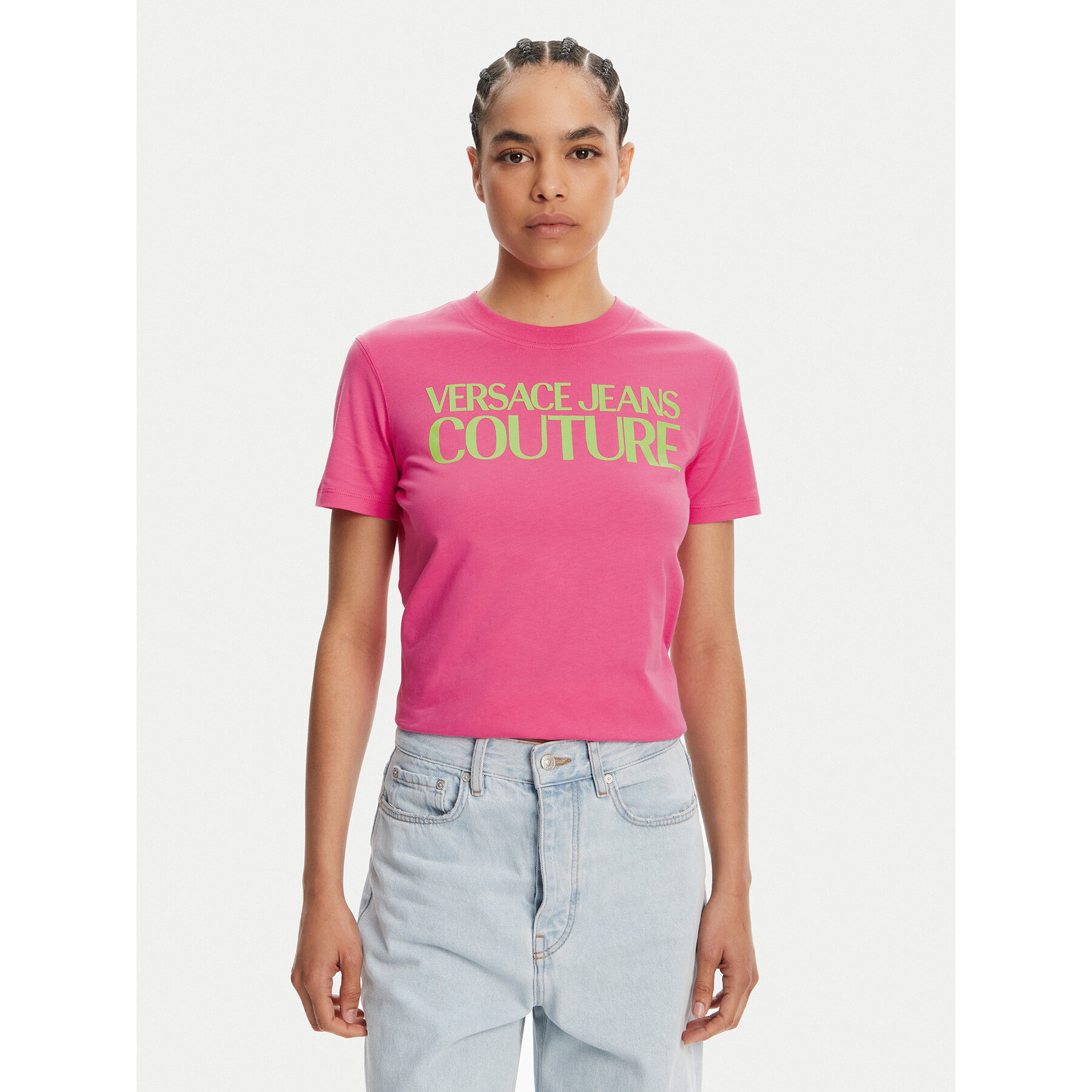 Versace Jeans Couture Póló 78HAHE05 Rózsaszín Regular Fit