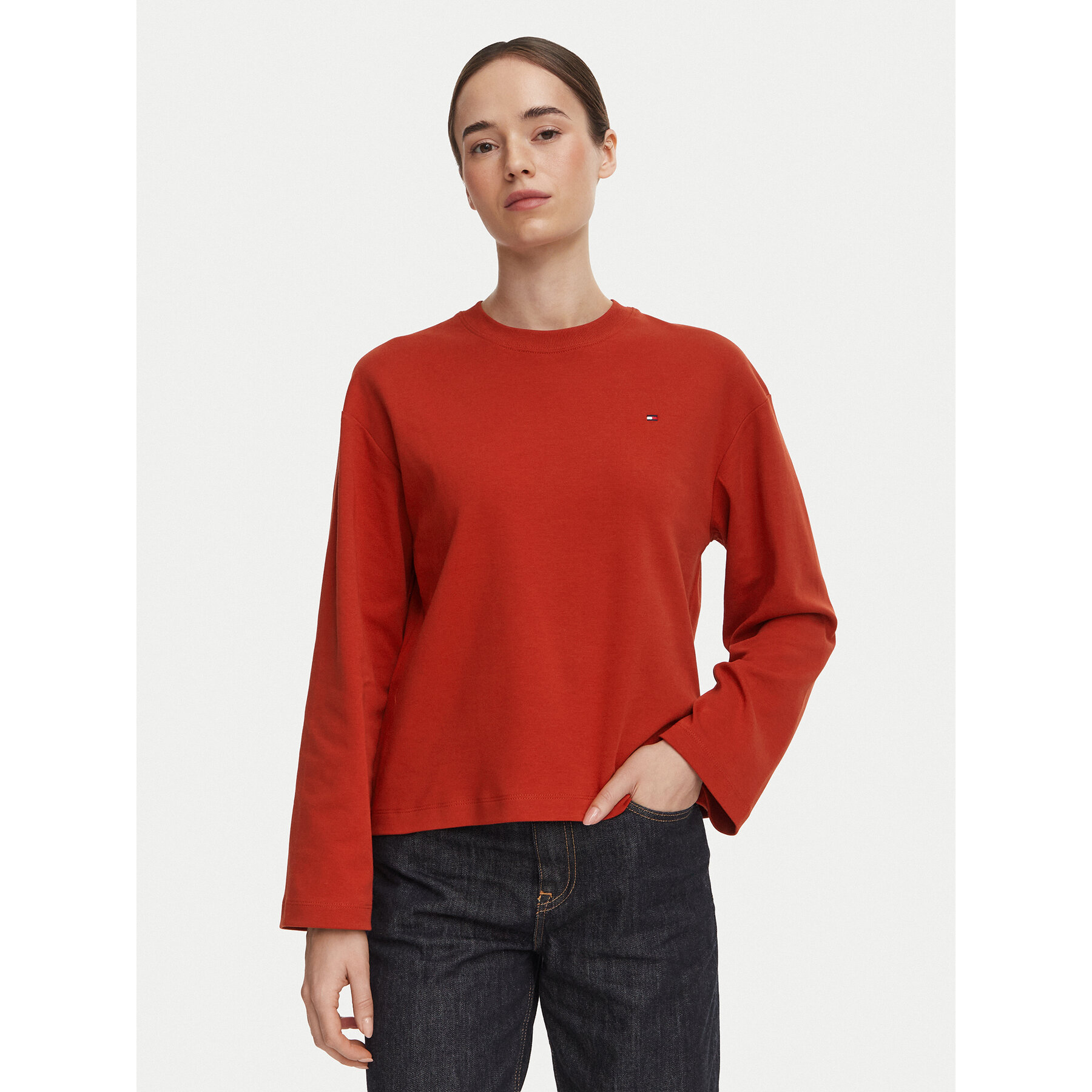 Tommy Hilfiger Bluse WW0WW51740 Dunkelrot Relaxed Fit