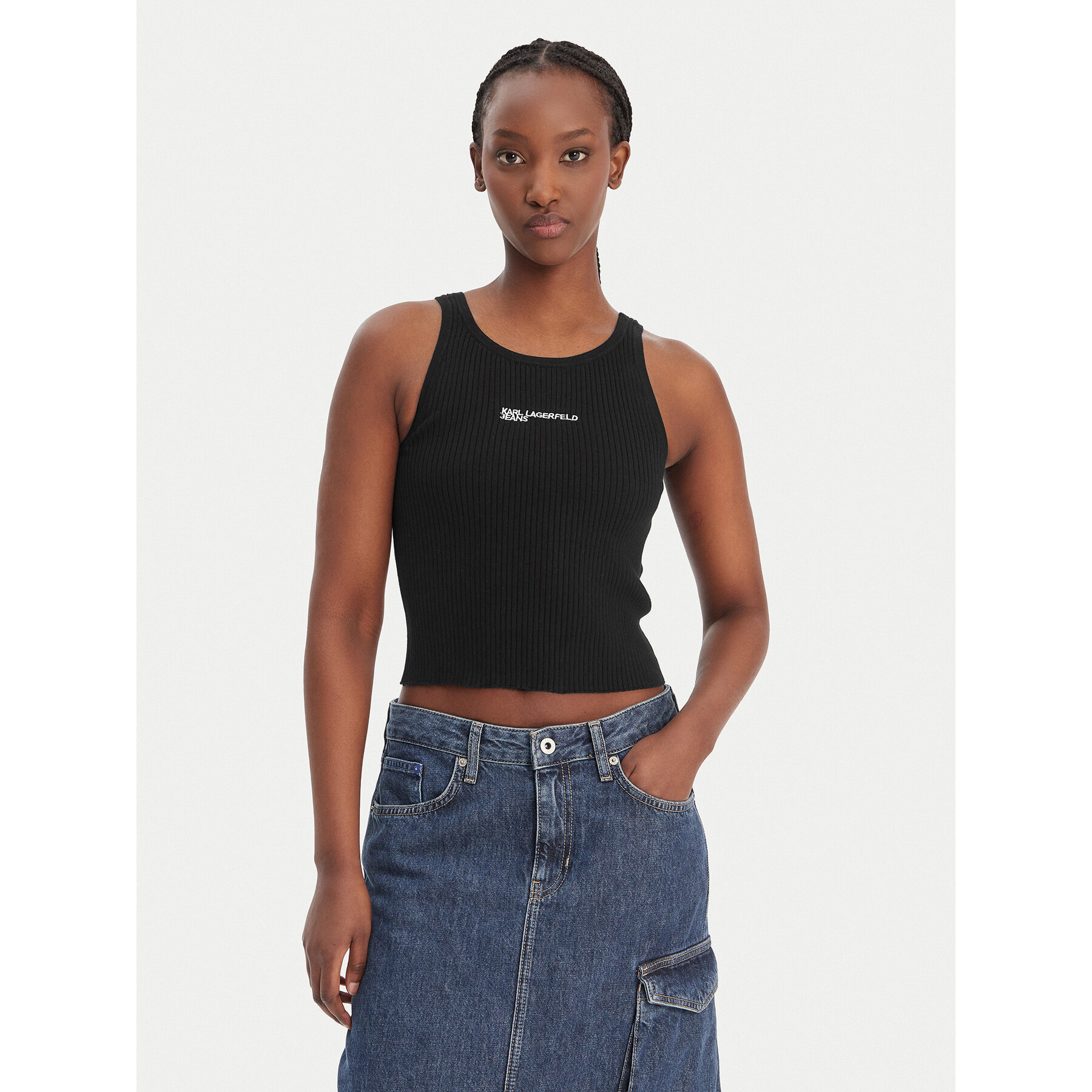 Karl Lagerfeld Jeans Top B1W18024 Crna Slim Fit