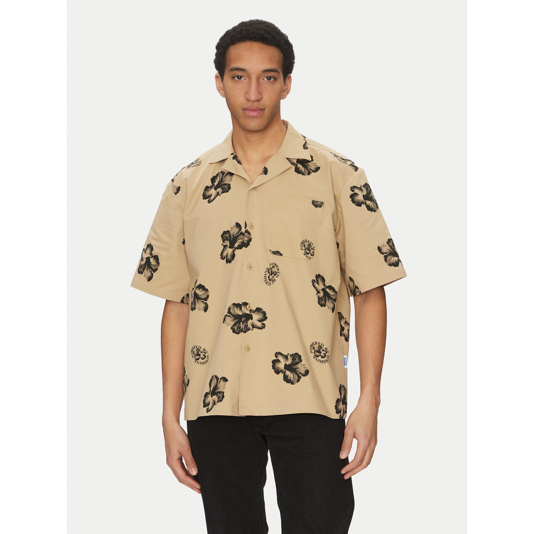 HUGO Hemd Eligino 50539135 Beige Relaxed Fit