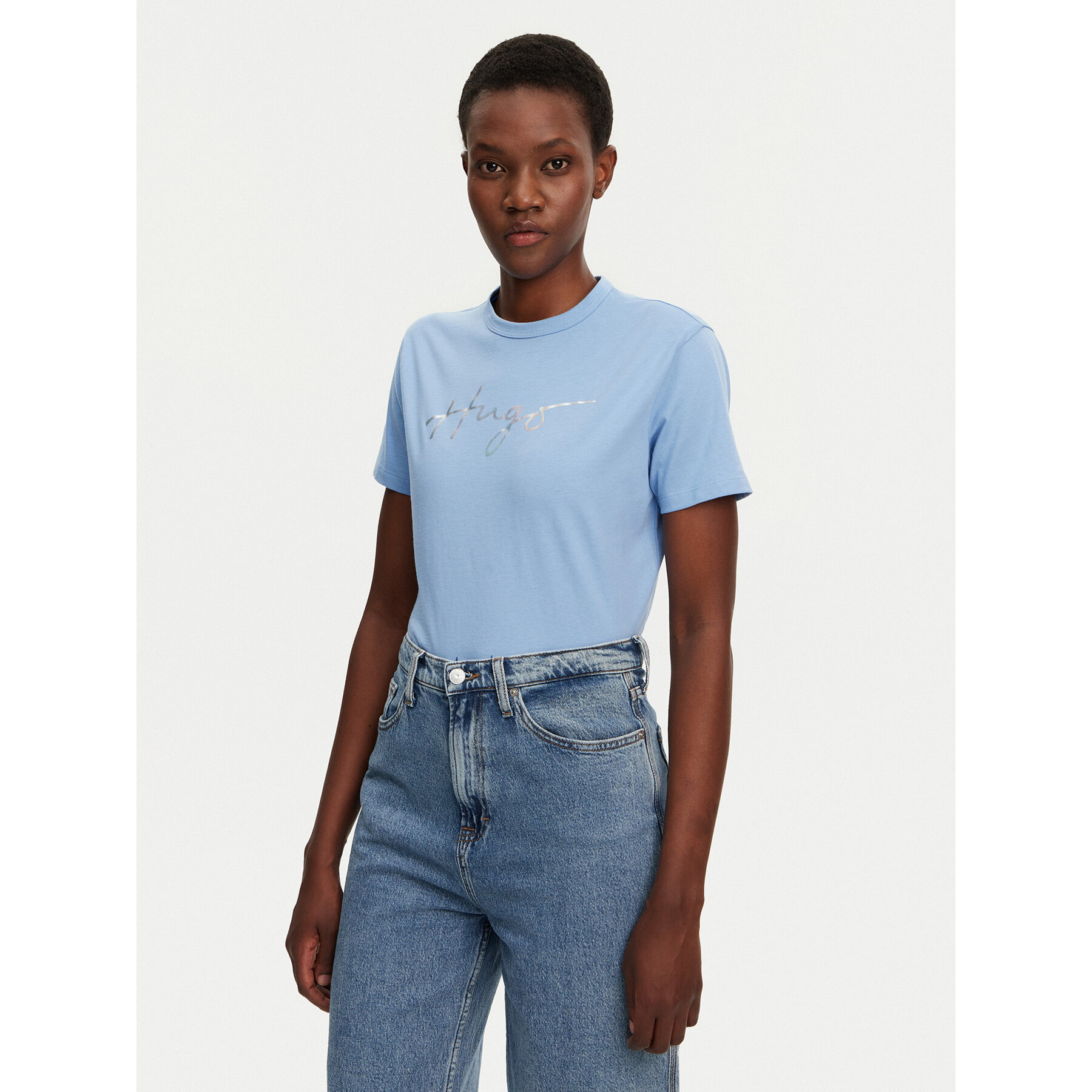 HUGO T-shirt Damacia 50535491 Svijetlo plava Regular Fit