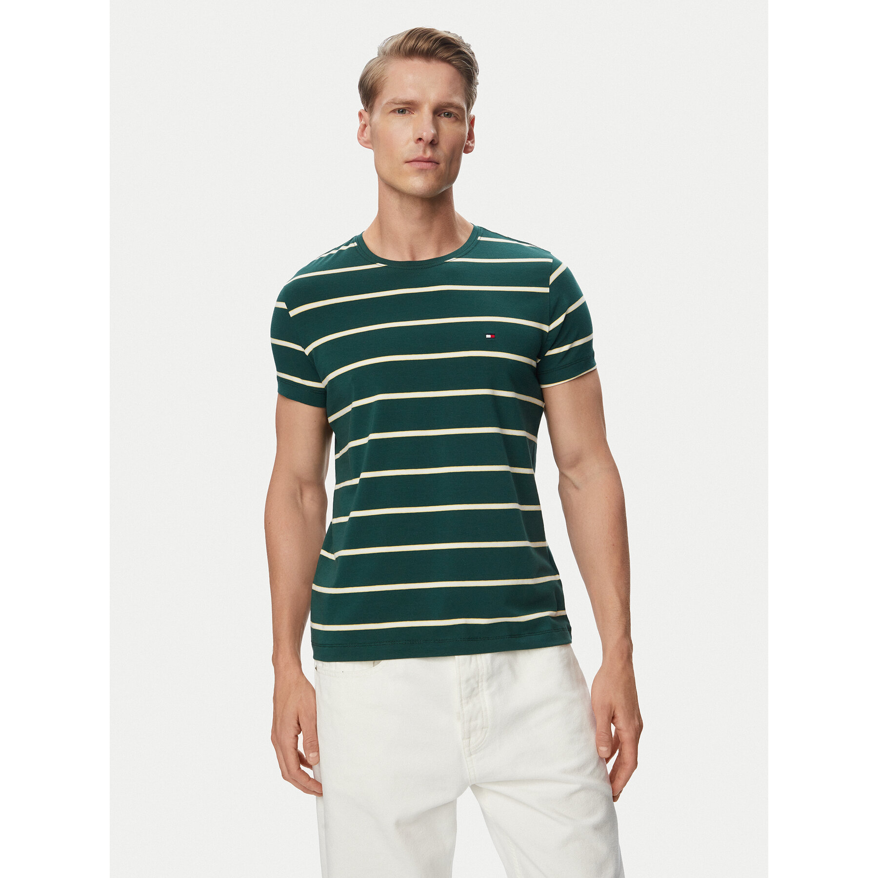 Tommy Hilfiger Majica MW0MW10800 Zelena Slim Fit