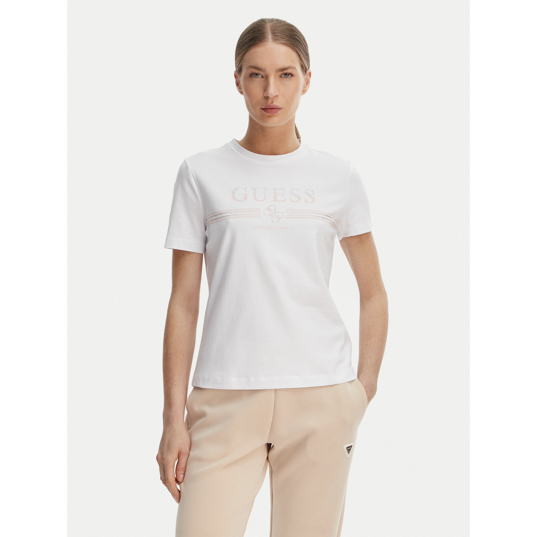 Guess T-Shirt V6GI07 K2968 Weiß Regular Fit