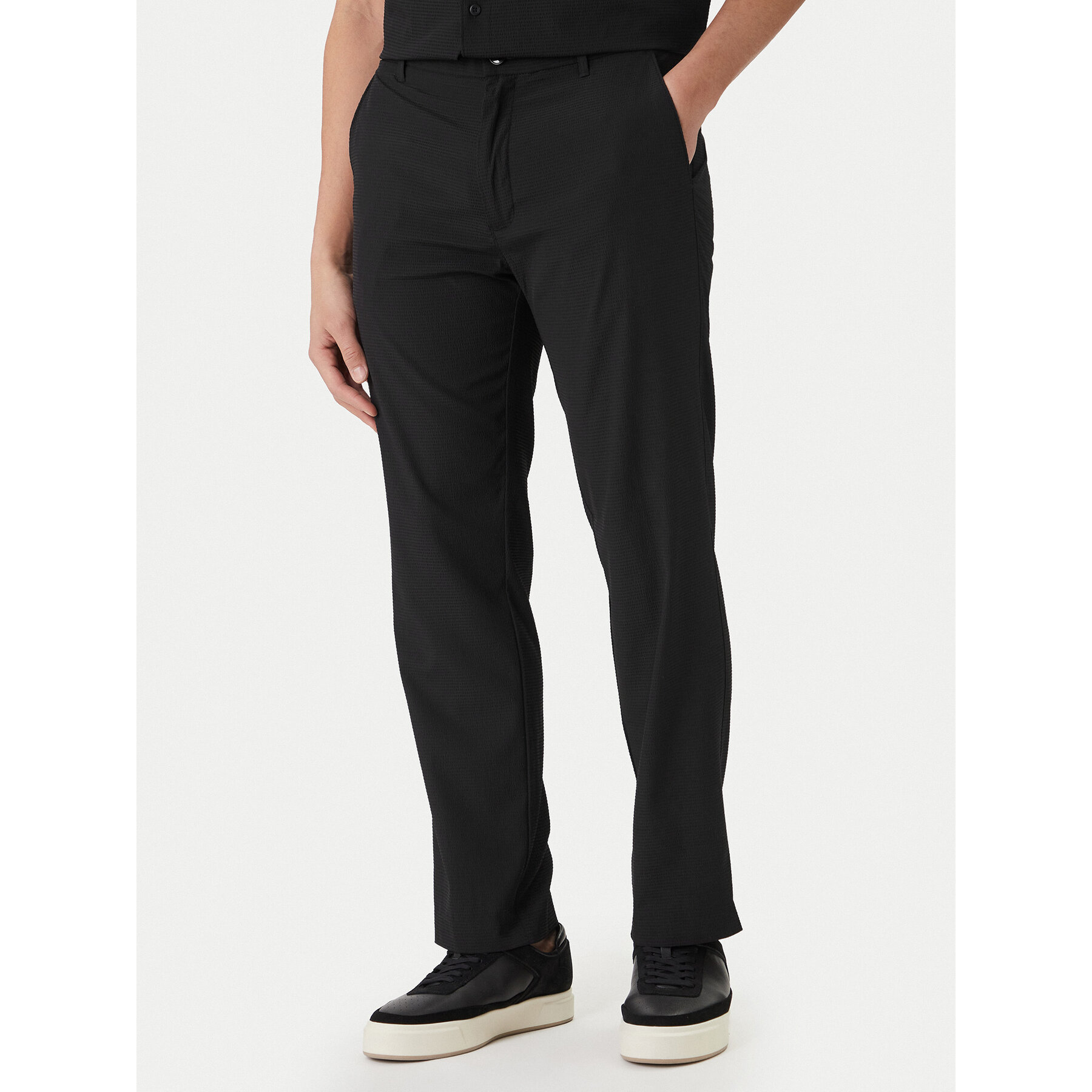 Calvin Klein Stoffhose LV04LF609G Schwarz Straight Fit