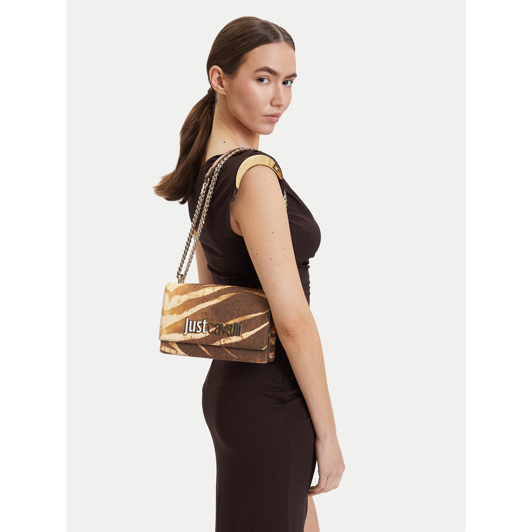 Geantă Just Cavalli 80RA4BBA ZSA85 Maro