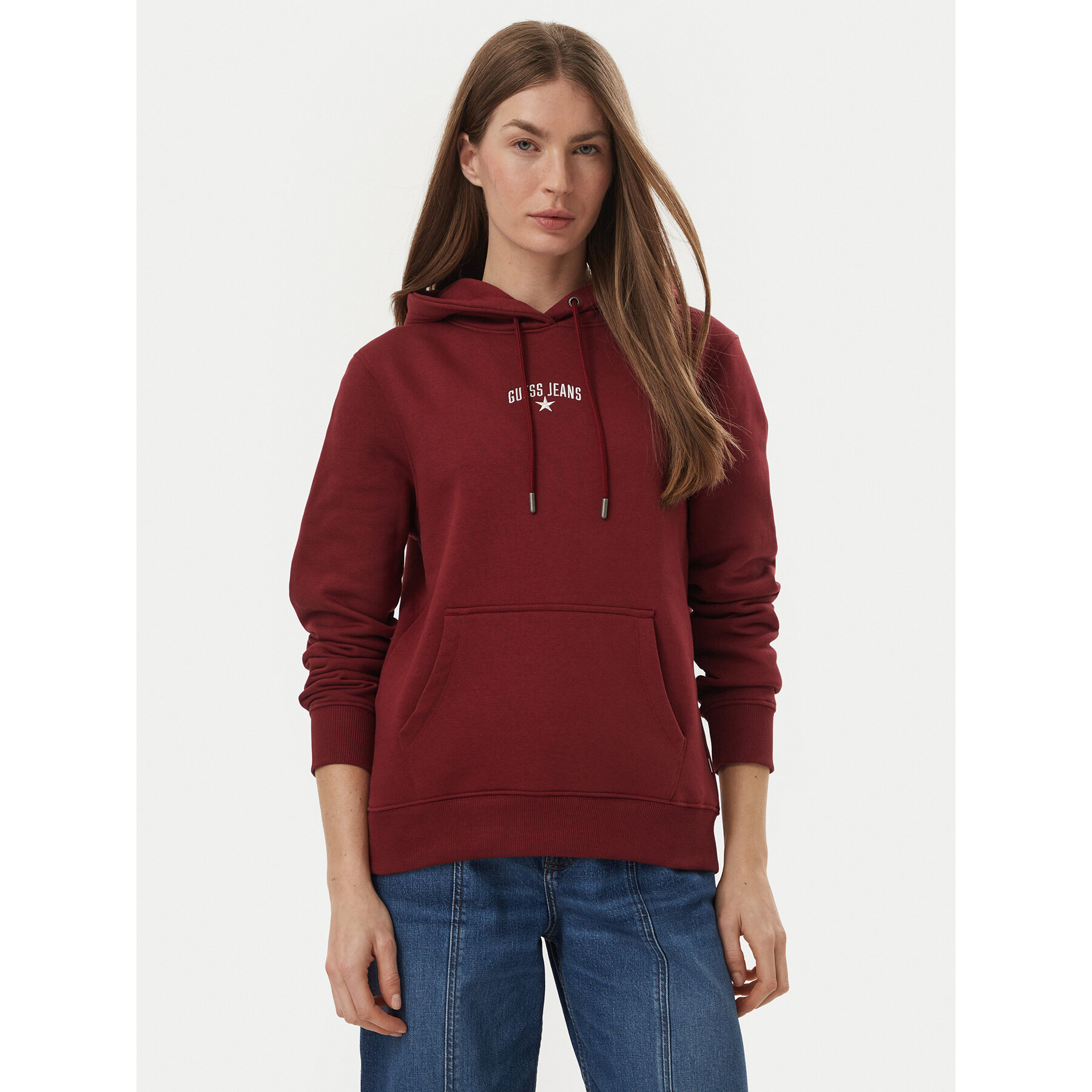 Guess Jeans Sweatshirt W6BQ04 K5411 Dunkelrot Regular Fit